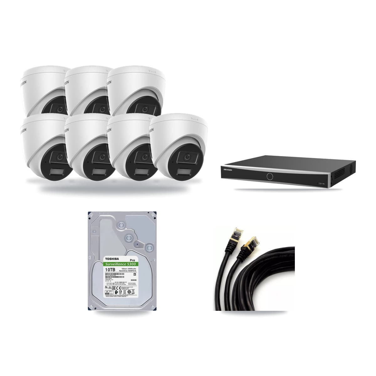 Hikvision 16-Channel 4MP CCTV Kit — 7 DS-2CD1343G2 Turret Cameras + 10TB Recording (DS-7616NXI Recorder) - Image 1