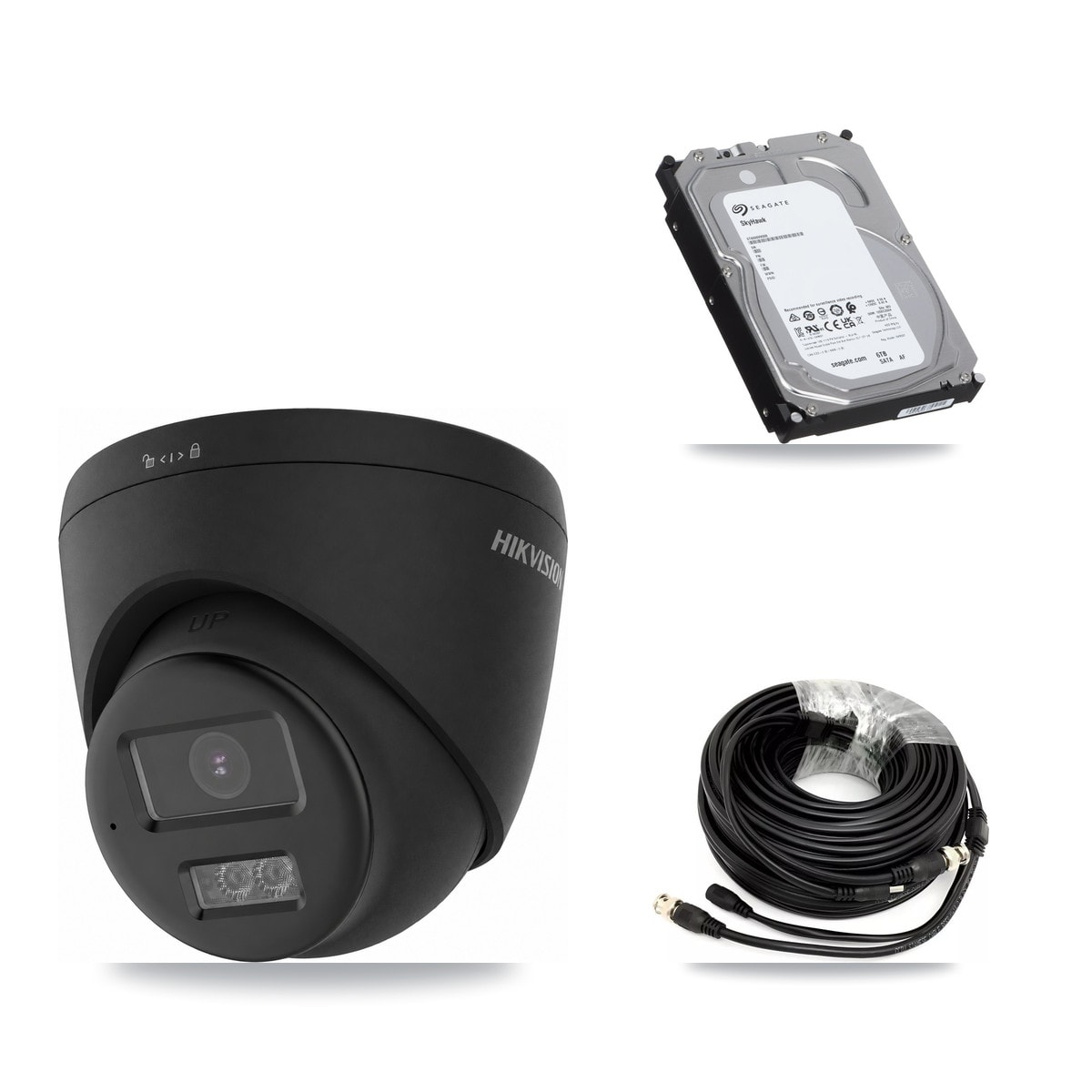 Hikvision 32-Channel 4K CCTV Kit — 6 Black Turret Cameras + 3× 6TB Recording