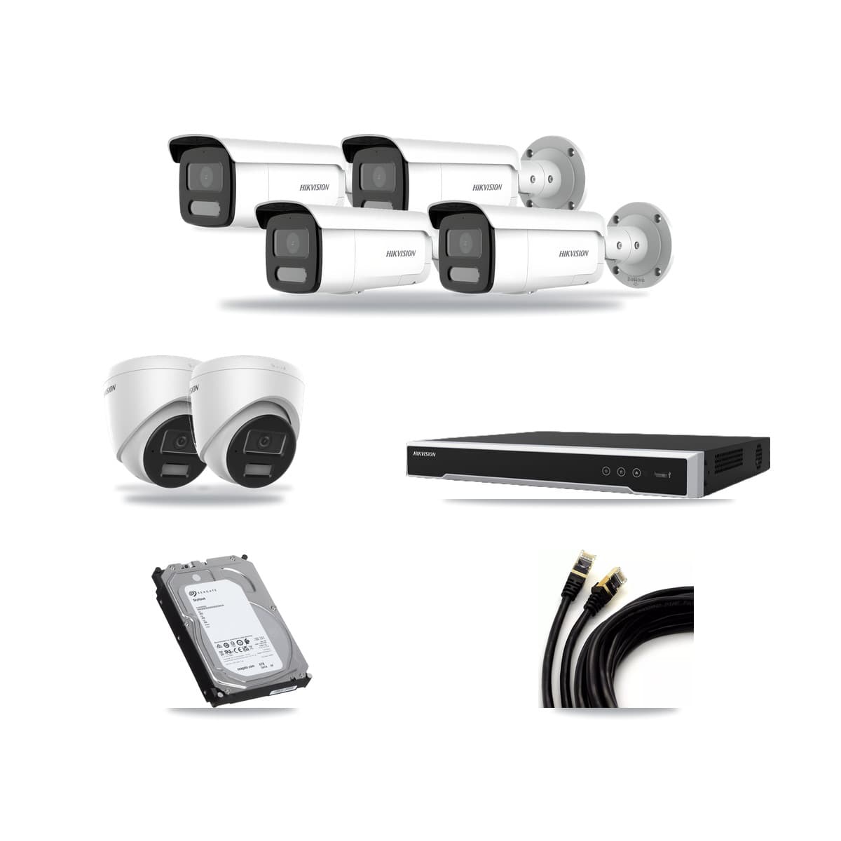 Hikvision 8-Channel 4MP CCTV Kit — 2 Turret + 4 Bullet Cameras + 6TB Recording (DS-7608NI-M2 Recorder) - Image 1