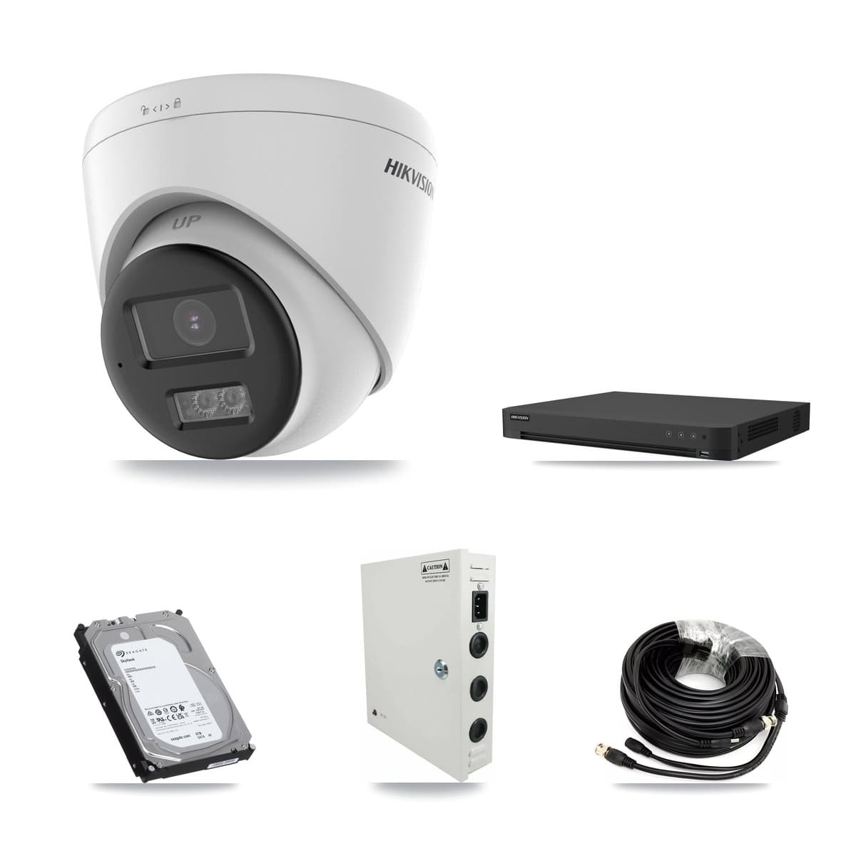 Hikvision 16-Channel 5MP CCTV Kit — 16 DS-2CE78K0T-LTS Turret Cameras + 6TB Recording (IDS-7216HUHI-M2/XT Recorder)