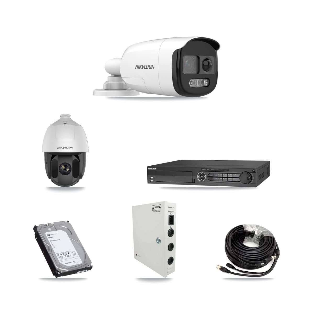 Hikvision 32-Channel 2MP – 5MP CCTV Kit — 1 DS-2AE5225TI 2MP PTZ + 16 DS-2CE12KF3T 5MP Bullet Cameras + 3× 6TB Recording - Image 1