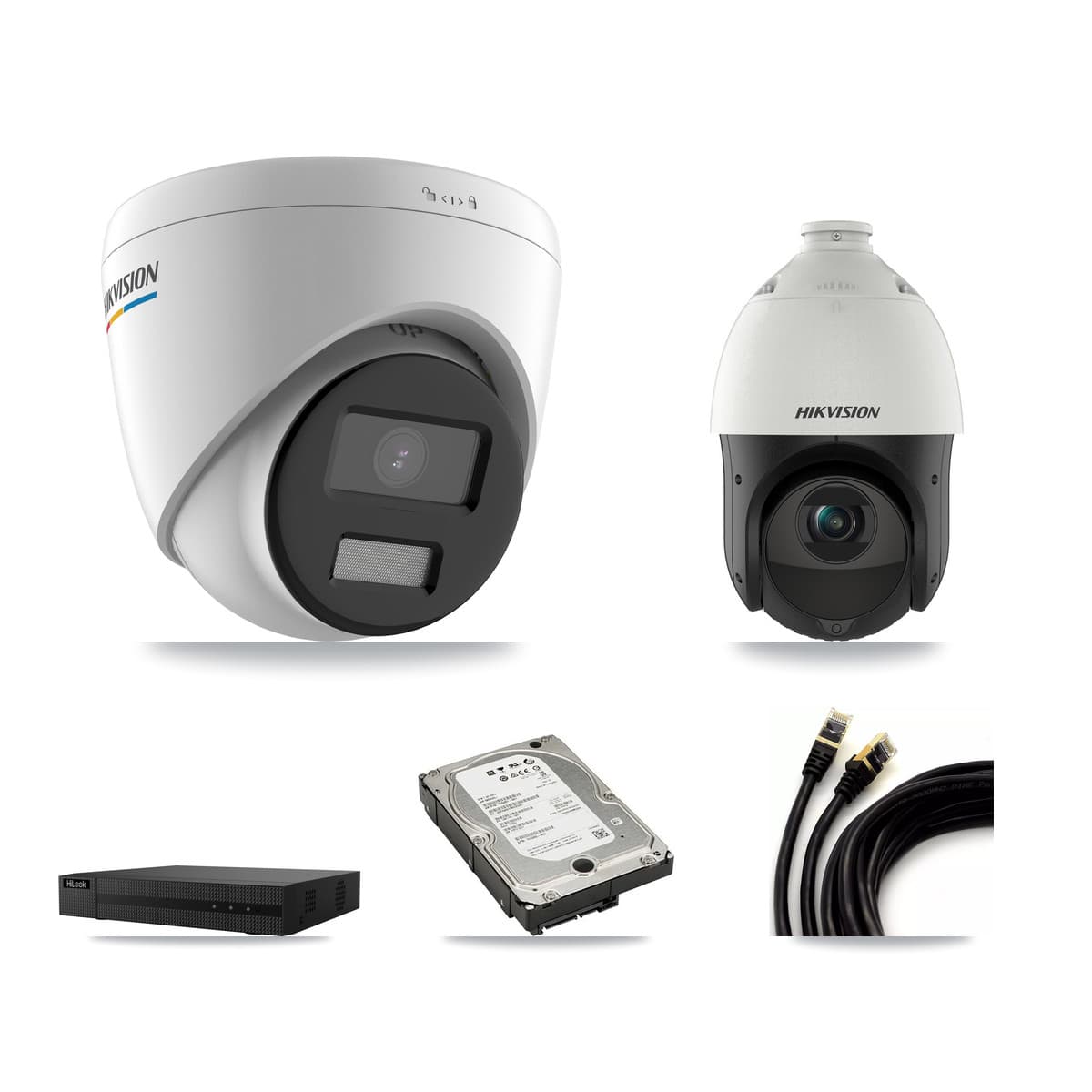 Hikvision & HiLook 8-Channel 2MP – 4MP CCTV Kit — 5 2MP Turret + 1 4MP PTZ Cameras + 5TB Recording (NVR-108MH-D Recorder)