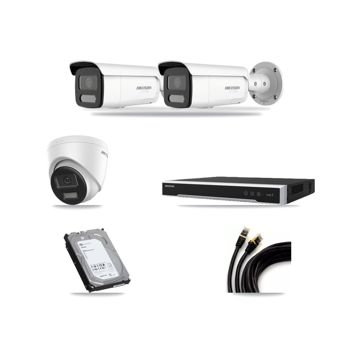 Hikvision 16-Channel 4K CCTV Kit — 1 Turret + 2 White Bullet Cameras + 6TB Recording (DS-7616NI-M2 Recorder) - Image 1
