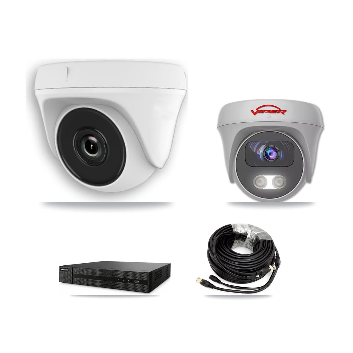 Viper 8-Channel 2MP – 5MP CCTV Kit — 3 White 2MP Dome + 1 White 5MP Cameras + 3TB Recording (DVR-8CH Recorder)