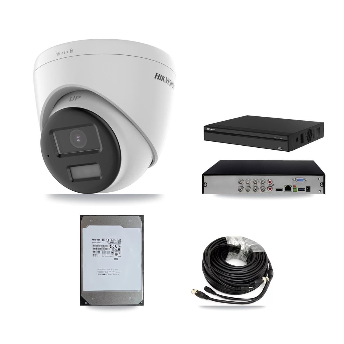 Hikvision & Prolux 8-Channel 4K CCTV Kit — 4 DS-2CE78U0T Turret Cameras + 14TB Recording