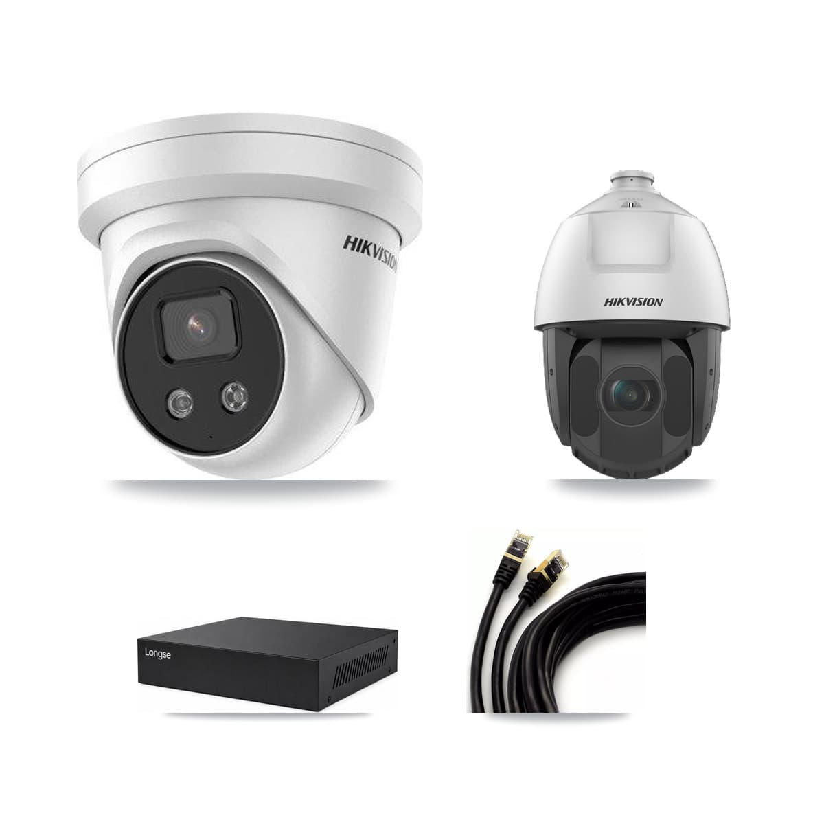 Hikvision & Longse 8-Channel 2MP – 5MP CCTV Kit — 5 5MP Turret + 1 2MP PTZ Cameras + 8TB Recording