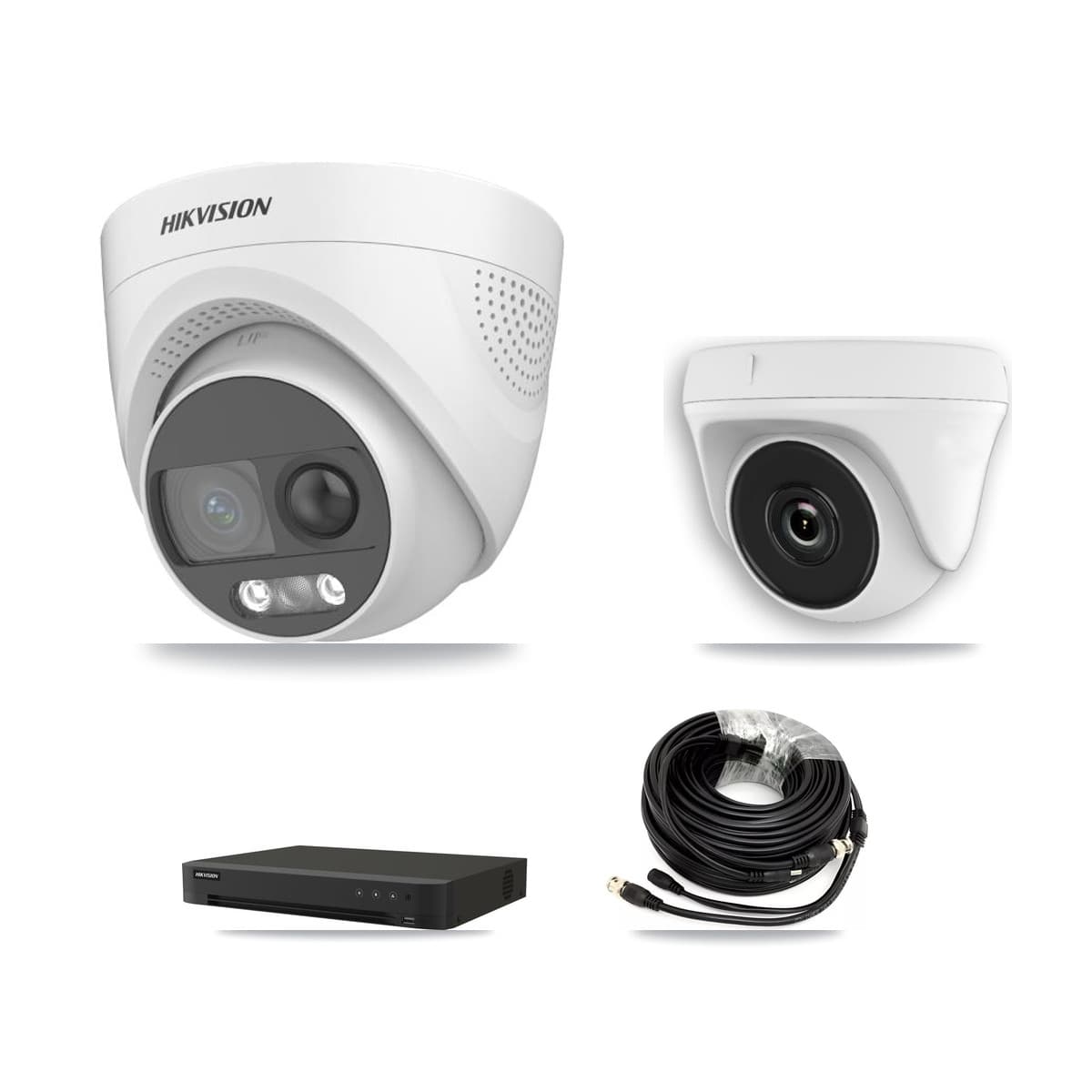 Hikvision 16-Channel 2MP – 5MP CCTV Kit — 2 DS-2CE72KF3T 5MP Turret + 1 White HDT-2MP-N20W 2MP Dome Cameras + 3TB Recording (IDS-7216HQHI Recorder)