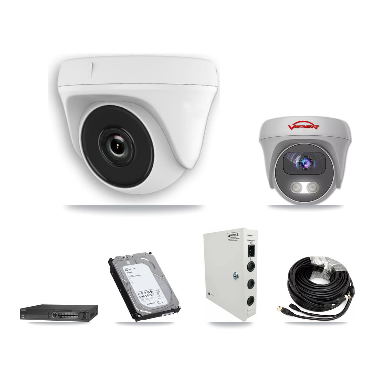Viper & Hikvision 32-Channel 2MP – 5MP CCTV Kit — 23 White 2MP Dome + 1 White 5MP Cameras + 3× 6TB Recording (DS-7332HQHI Recorder)
