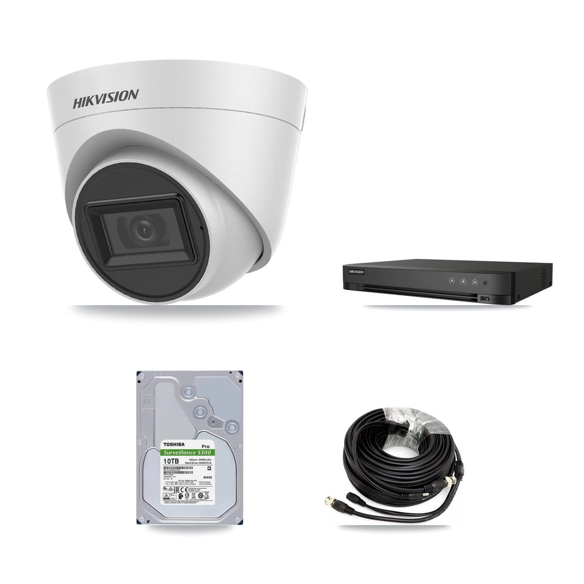 Hikvision 4-Channel 5MP CCTV Kit — 4 White Turret Cameras + 10TB Recording