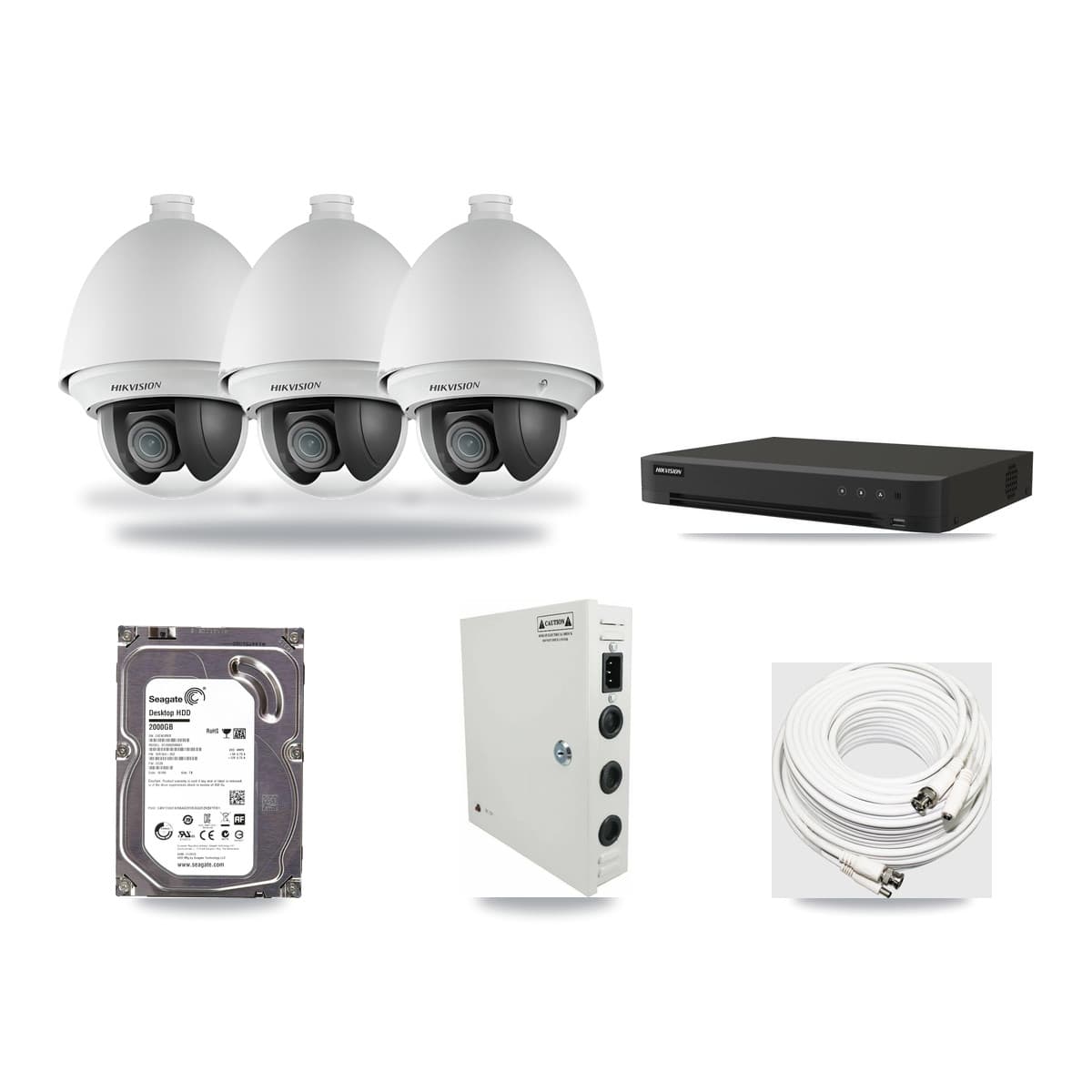 Hikvision 16-Channel 2MP CCTV Kit — 3 PTZ Cameras + 2TB Recording (IDS-7216HQHI Recorder) - Image 1