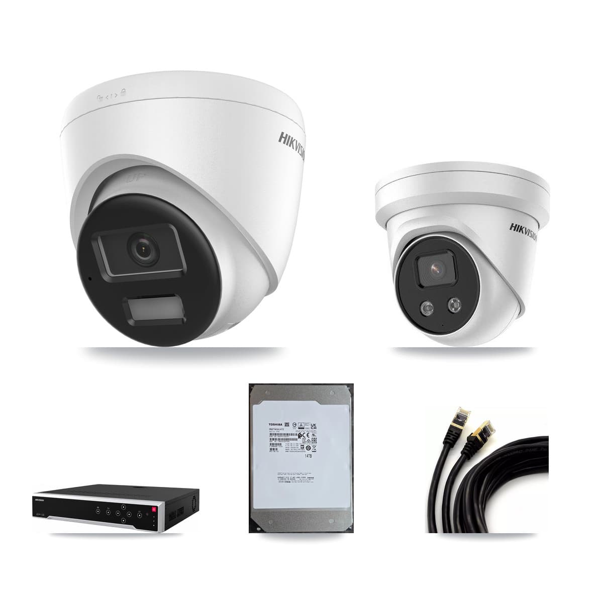 Hikvision 32-Channel 5MP – 4K CCTV Kit — 5 4K + 1 5MP Turret Cameras + 14TB Recording