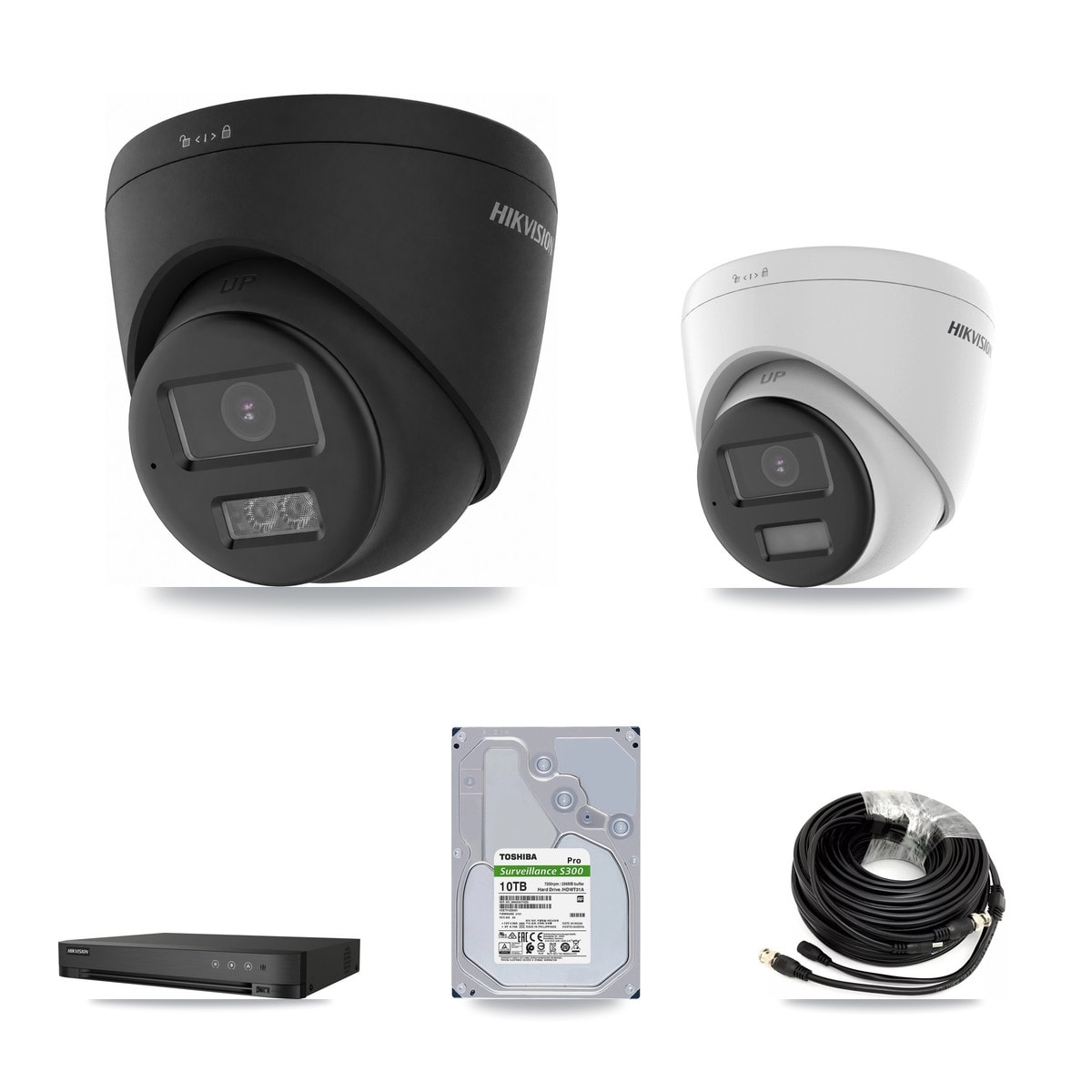 Hikvision 4-Channel 4K CCTV Kit — 1 DS-2CE78U0T + 3 DS-2CE78U0T Turret Cameras + 10TB Recording - Image 1