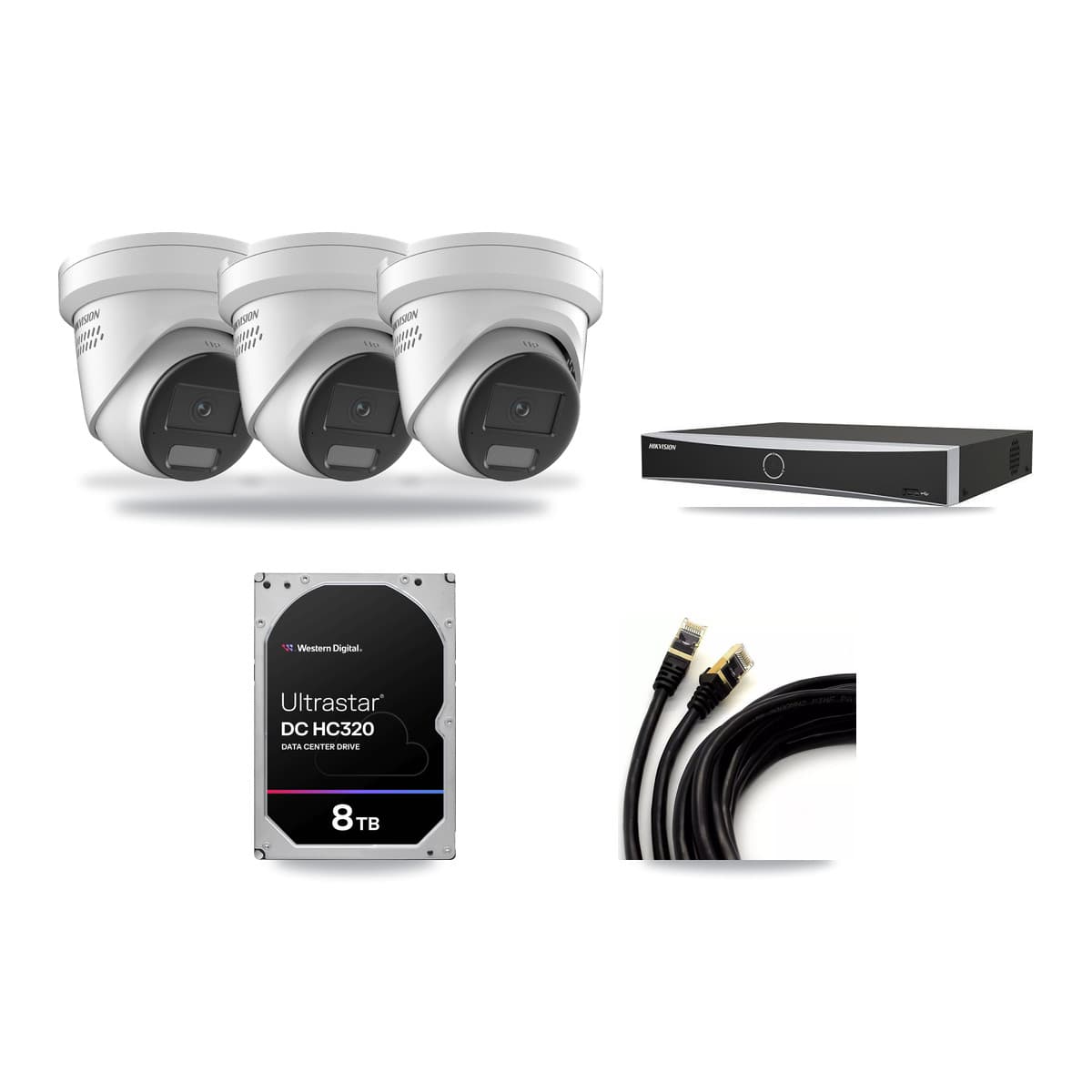Hikvision 4-Channel 4K CCTV Kit — 3 DS-2CD2387G2H Turret Cameras + 8TB Recording - Image 1