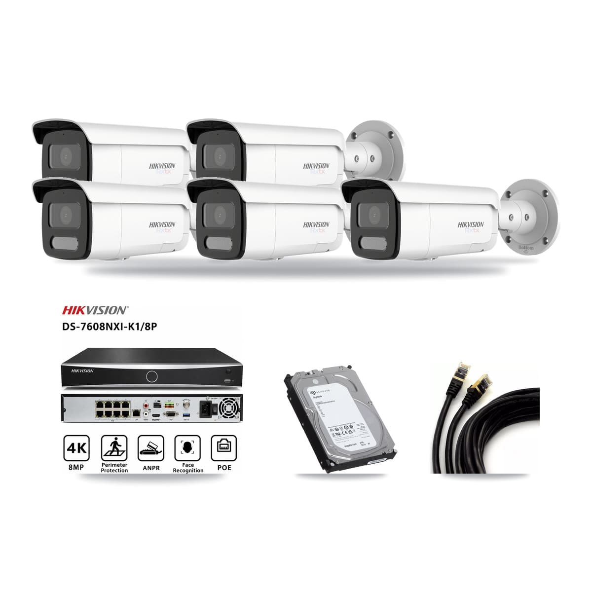 Hikvision 8-Channel 4K CCTV Kit — 5 Bullet Cameras + 6TB Recording - Image 1