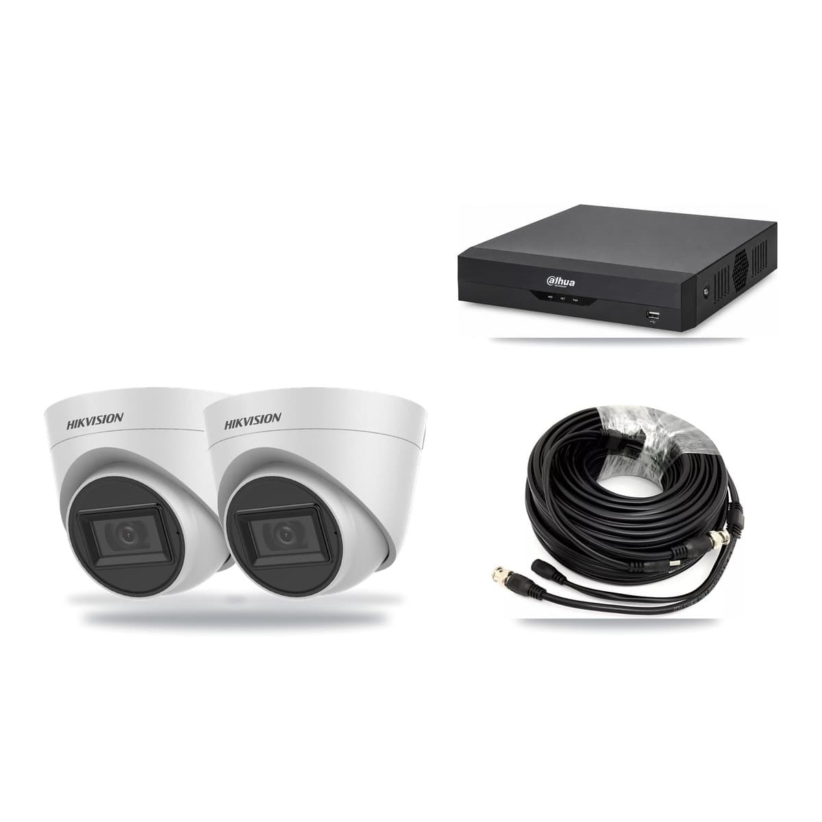 Hikvision & Dahua 4-Channel 5MP CCTV Kit — 2 White Turret Cameras + 3TB Recording - Image 1