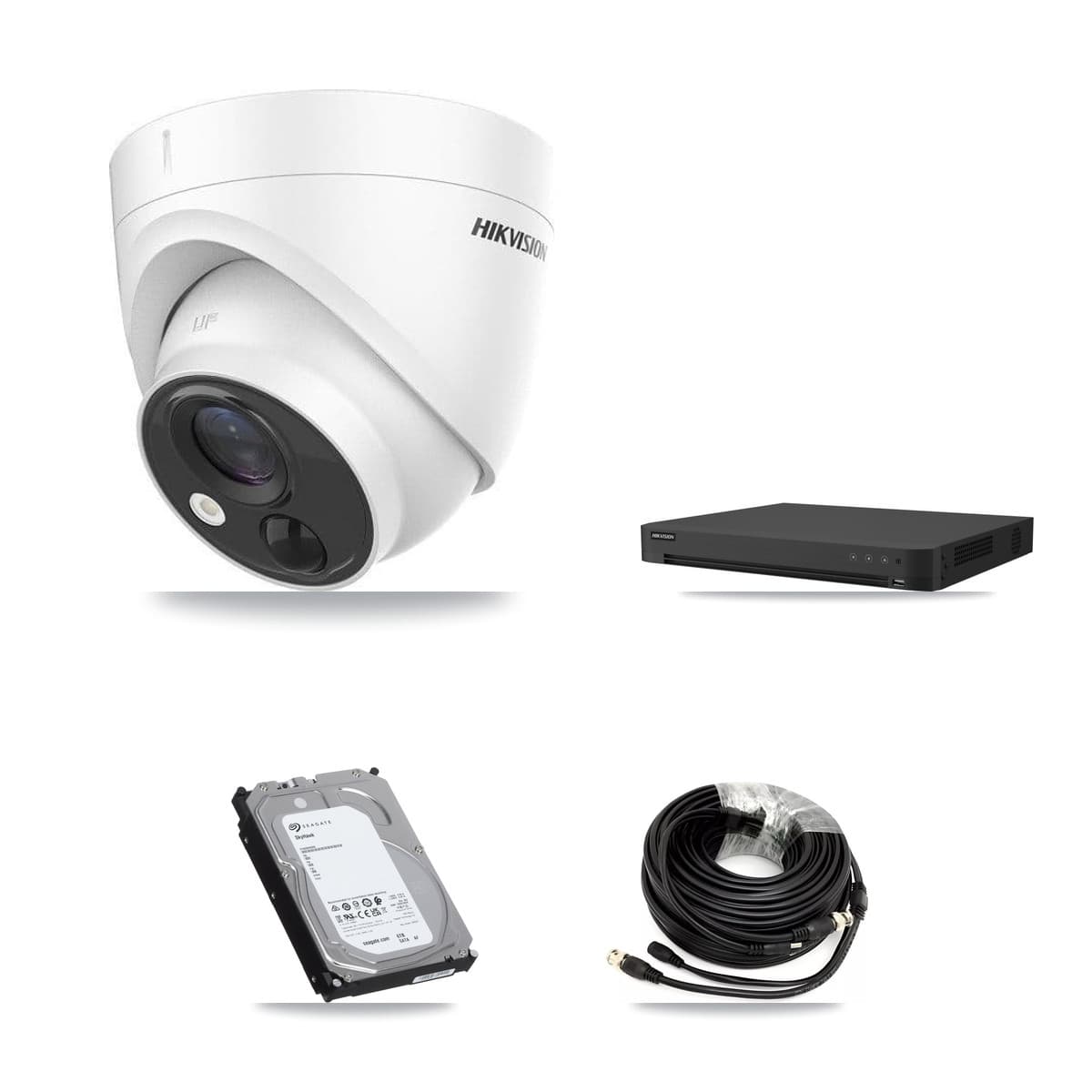 Hikvision 16-Channel 5MP CCTV Kit — 4 DS-2CE71H0T Turret Cameras + 6TB Recording (IDS-7216HUHI Recorder)