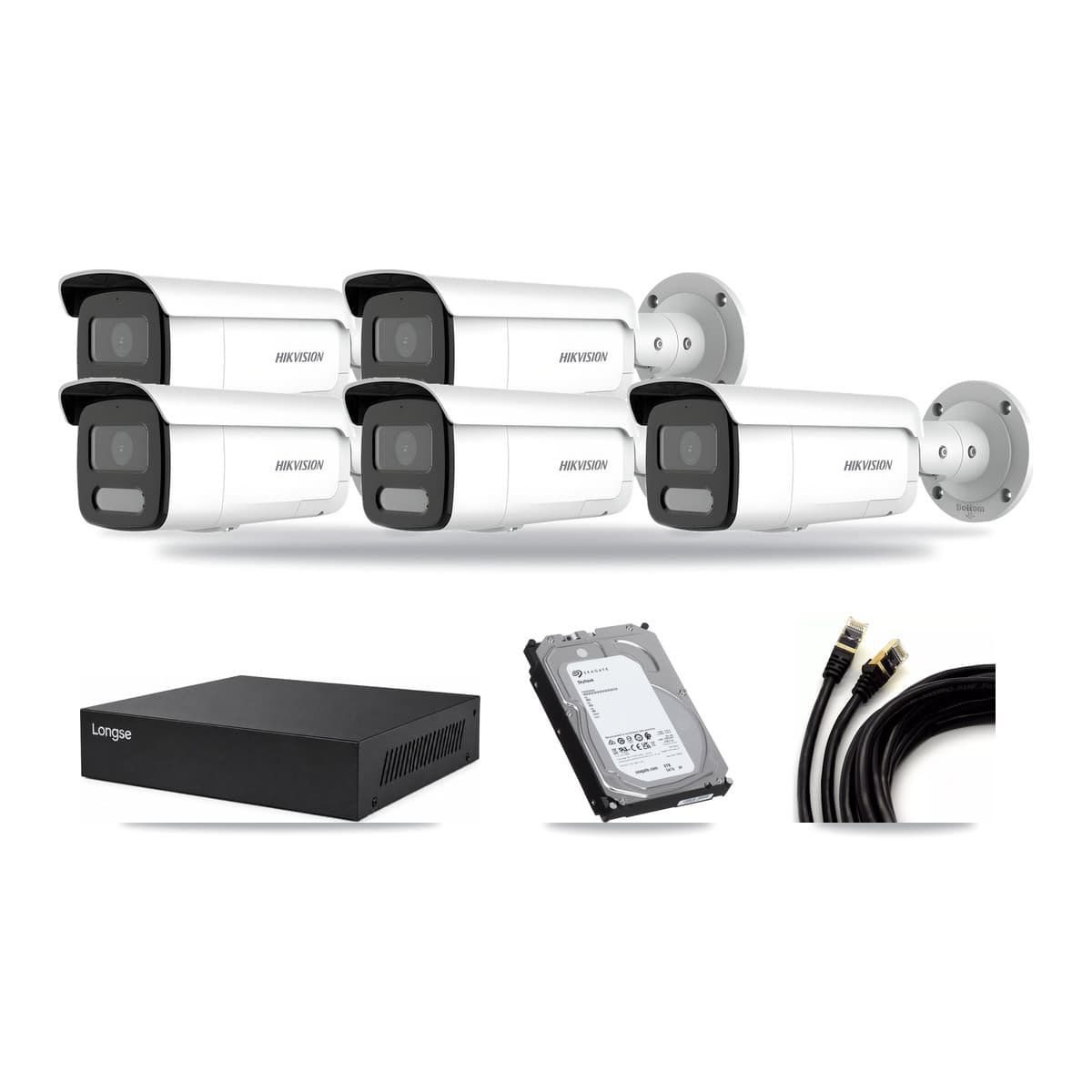 Hikvision & Longse 8-Channel 4MP CCTV Kit — 5 Bullet Cameras + 6TB Recording - Image 1