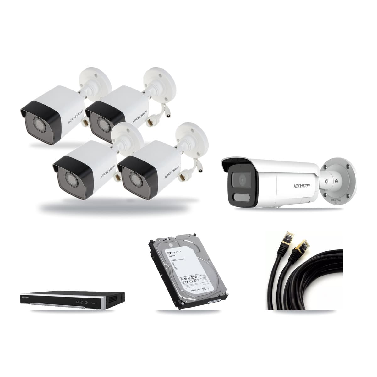 Hikvision 16-Channel 4MP – 5MP CCTV Kit — 4 5MP + 1 4MP Bullet Cameras + 6TB Recording - Image 1