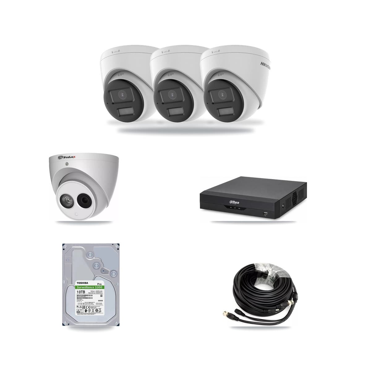 4-Channel 4MP – 4K CCTV Kit — 3 4K + 1 4MP Turret Cameras + 10TB Recording - Image 1