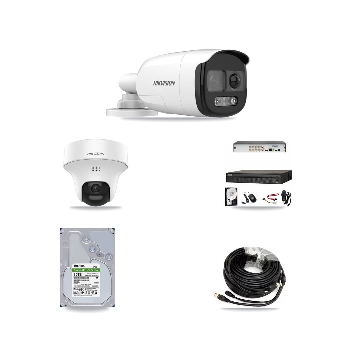 Hikvision & Dahua 8-Channel 5MP CCTV Kit — 6 DS-2CE12KF3T Bullet + 2 DS-2CE70K0T Turret Cameras + 10TB Recording