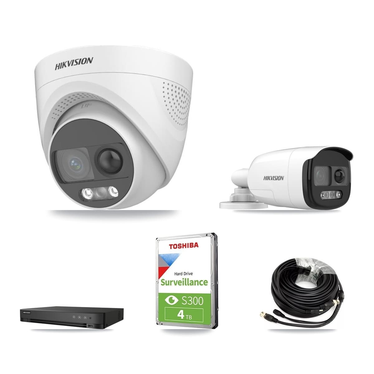 Hikvision 4-Channel 5MP CCTV Kit — 1 DS-2CE12KF3T Bullet + 2 DS-2CE72KF3T Turret Cameras + 4TB Recording