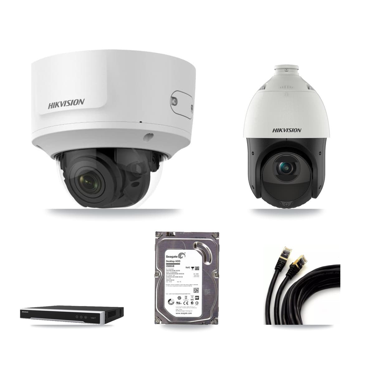 Hikvision 16-Channel 2MP – 4MP CCTV Kit — 1 2MP Dome + 1 4MP PTZ Cameras + 2TB Recording (DS-7616NI-M2 Recorder)