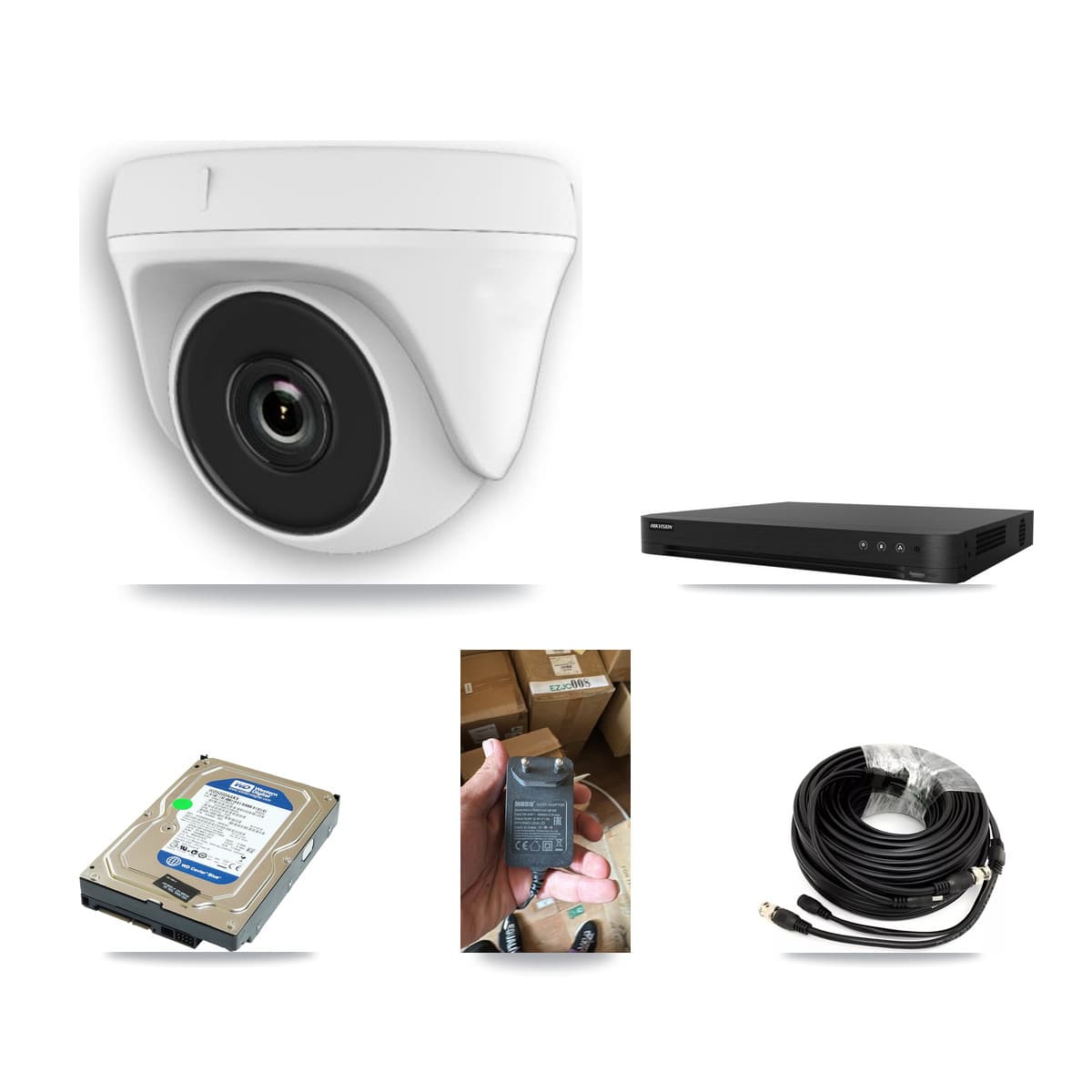 Hikvision 16-Channel 2MP CCTV Kit — 1 White Dome Camera + 500GB Recording (DS-7216HGHI Recorder)