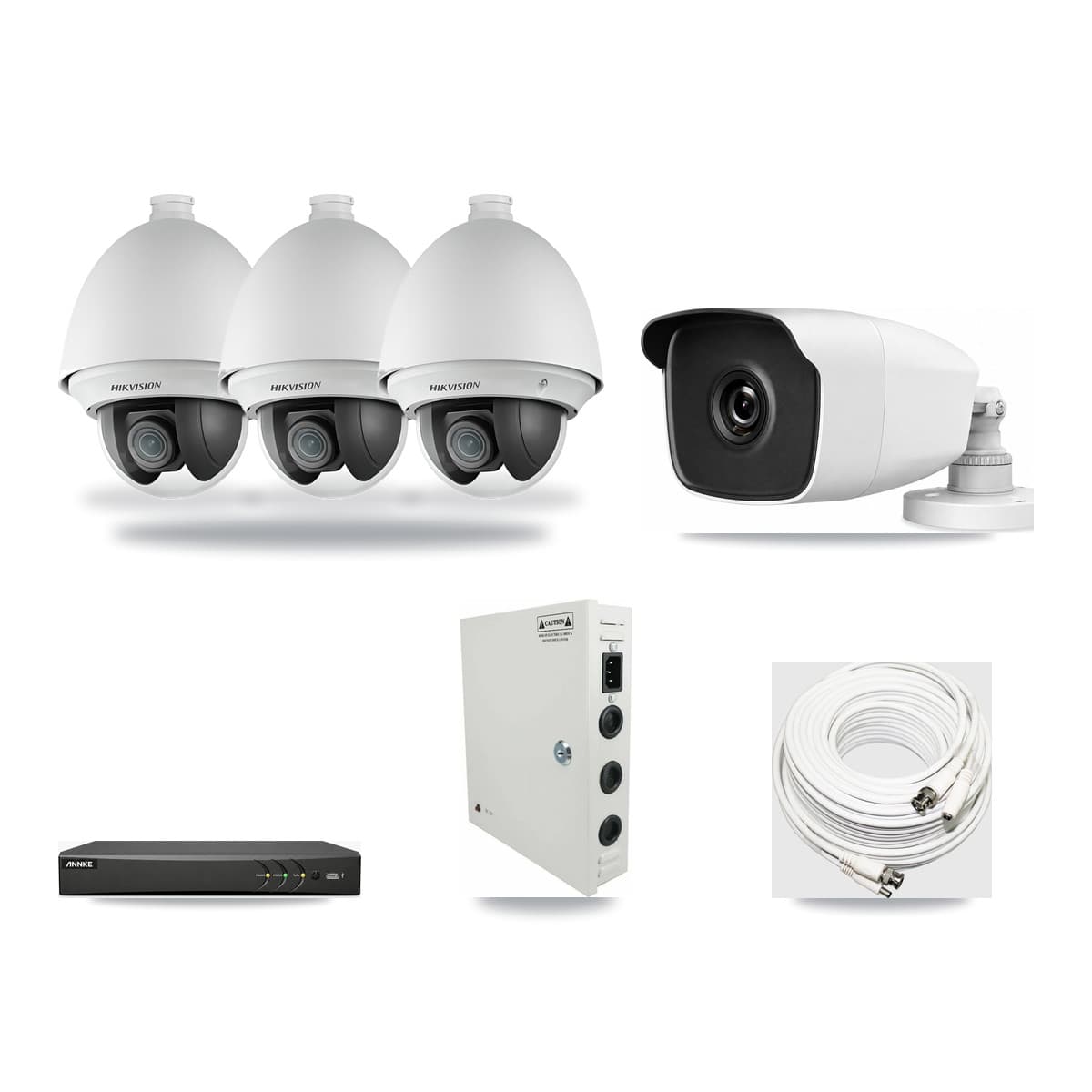 4-Channel 2MP – 3MP CCTV Kit — 3 2MP PTZ + 1 3MP Bullet Cameras + 3TB Recording (AN-DV4-8MP Recorder) - Image 1