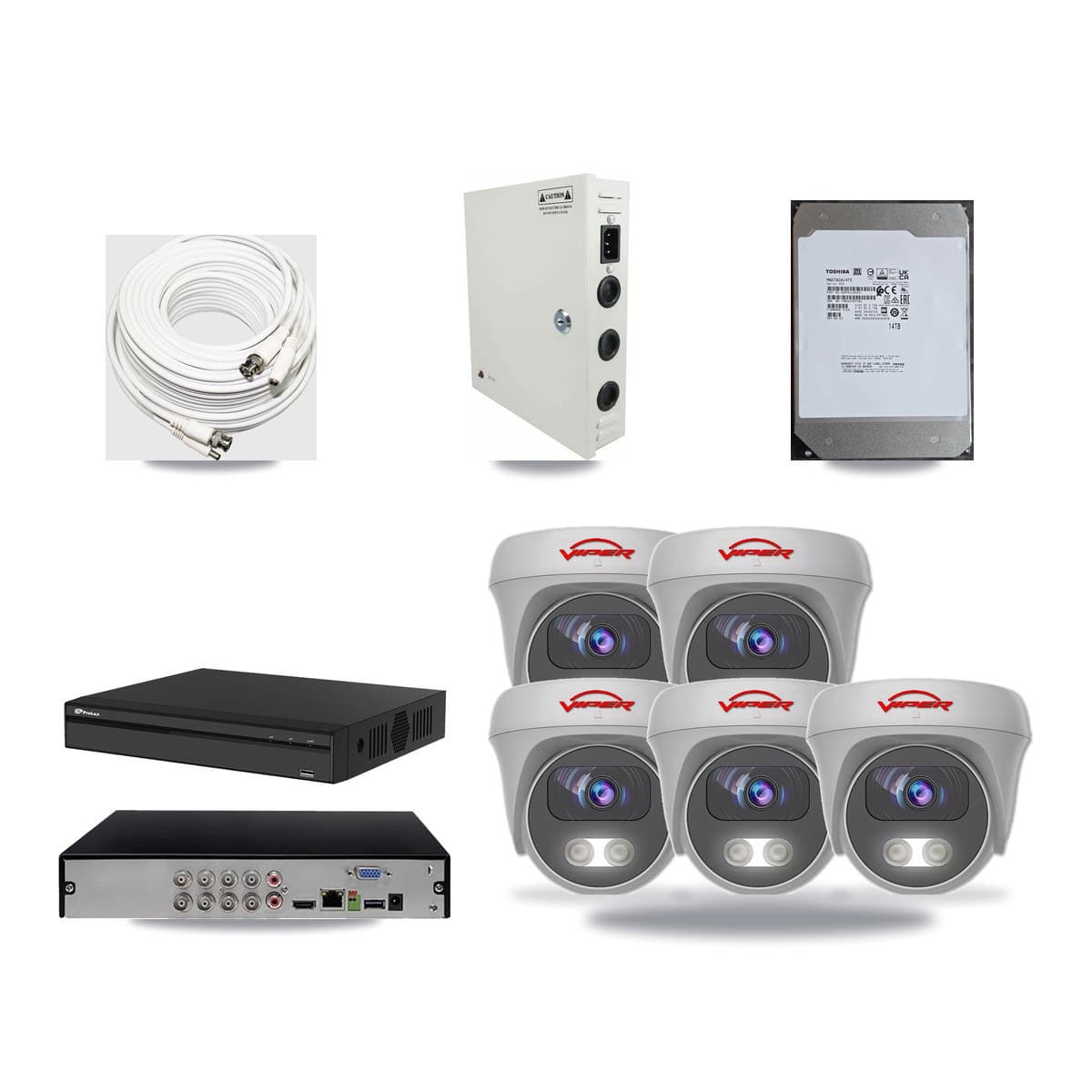 Prolux 8-channel CCTV kit: 5 cameras (5× 5MP Camera), 14TB hard drive