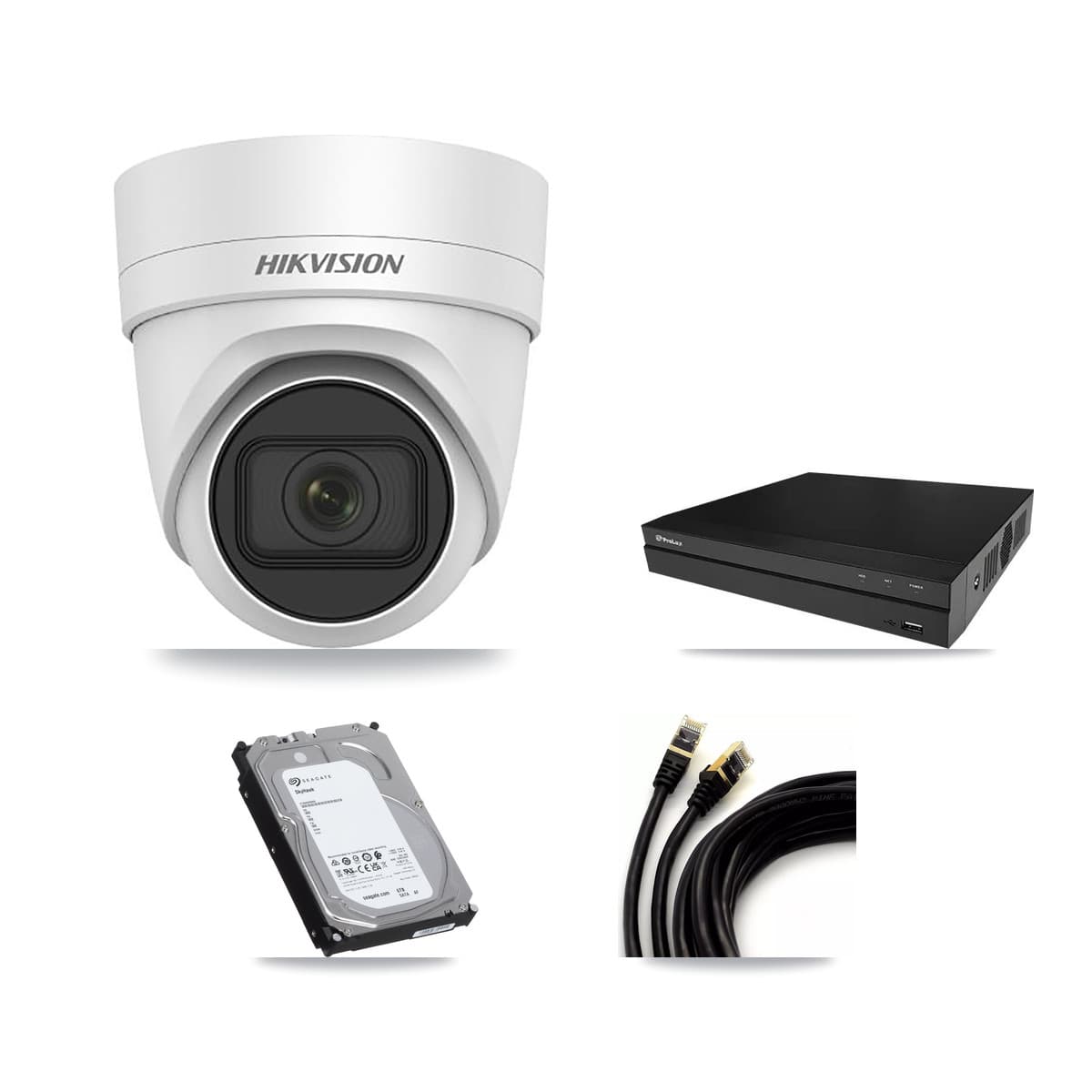Hikvision & Prolux 8-Channel 4K CCTV Kit — 2 DS-2CD2H83G0 Turret Cameras + 6TB Recording
