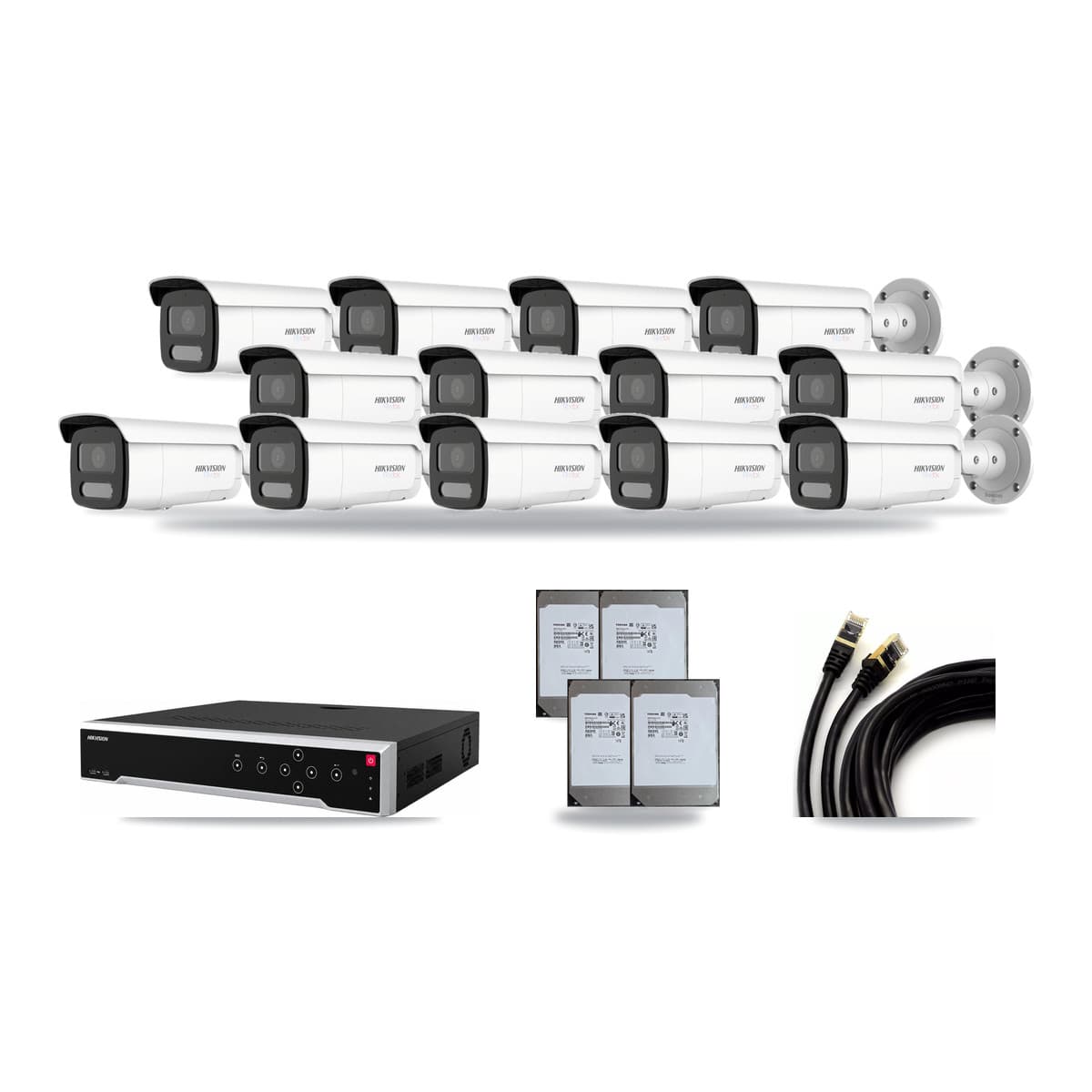 Hikvision 32-Channel 4K CCTV Kit — 13 Bullet Cameras + 4× 14TB Recording - Image 1