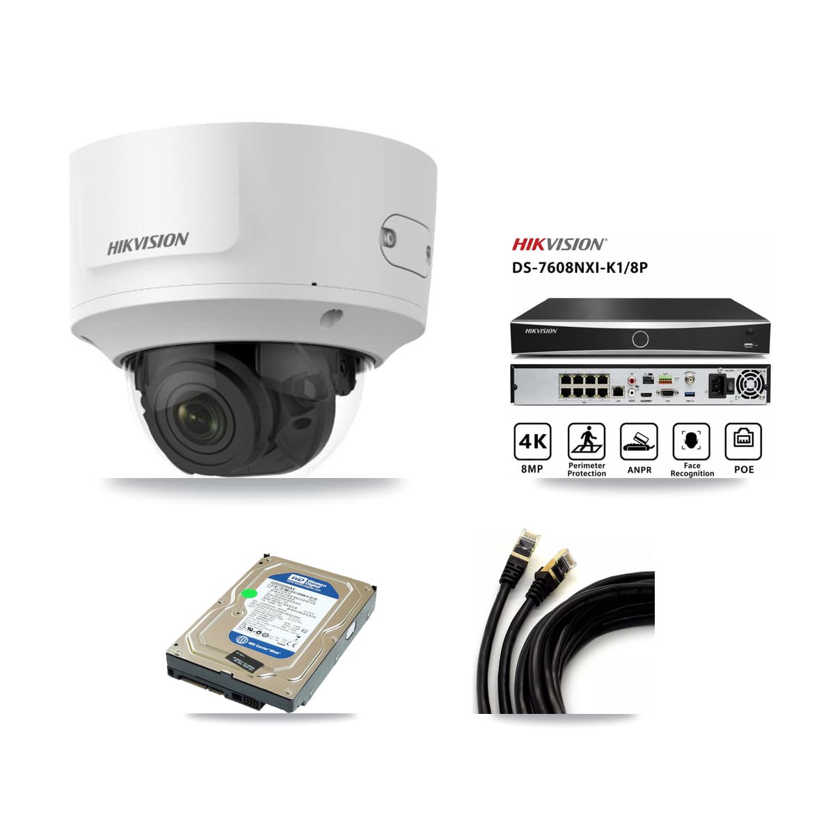 Hikvision 8-Channel 2MP CCTV Kit — 1 Dome Camera + 500GB Recording (DS-7608NXI Recorder)