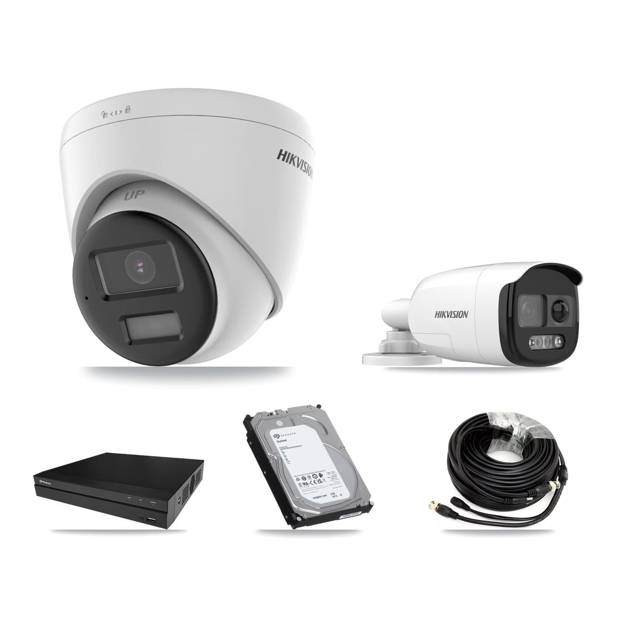 Hikvision & Prolux 8-Channel 5MP – 4K CCTV Kit — 2 5MP Bullet + 6 4K Turret Cameras + 2× 6TB Recording
