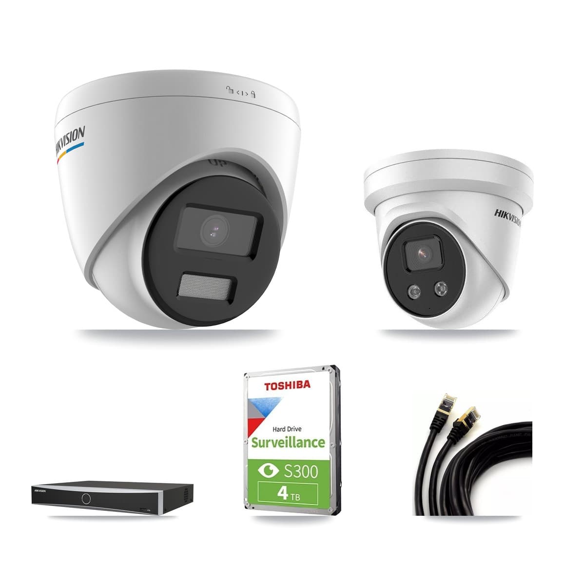Hikvision 4-Channel 2MP – 5MP CCTV Kit — 2 2MP + 2 5MP Turret Cameras + 4TB Recording