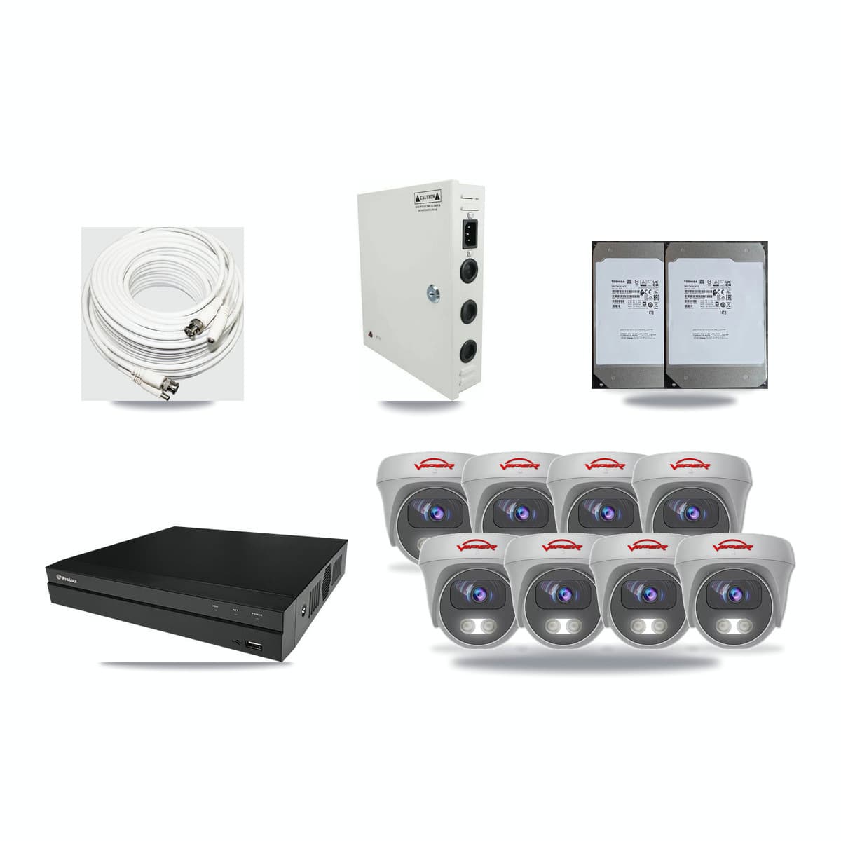 Viper & Prolux 8-Channel 5MP CCTV Kit — 8 Cameras + 2× 14TB Recording - Image 1