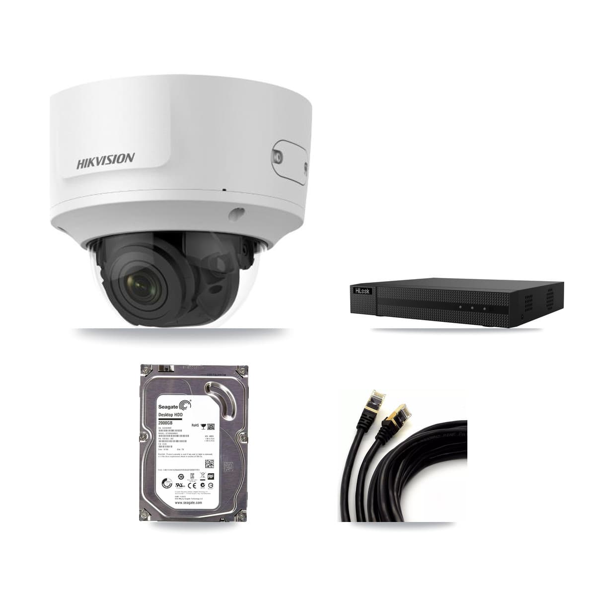 Hikvision & HiLook 8-Channel 2MP CCTV Kit — 3 Dome Cameras + 2TB Recording (NVR-108MH-D Recorder) - Image 1