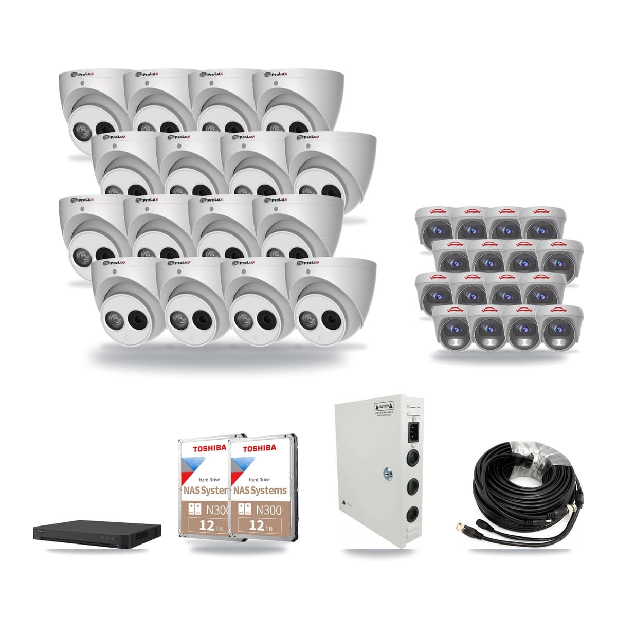 32-Channel 4MP – 5MP CCTV Kit — 16 4MP Turret + 16 5MP Cameras + 2× 12TB Recording - Image 1