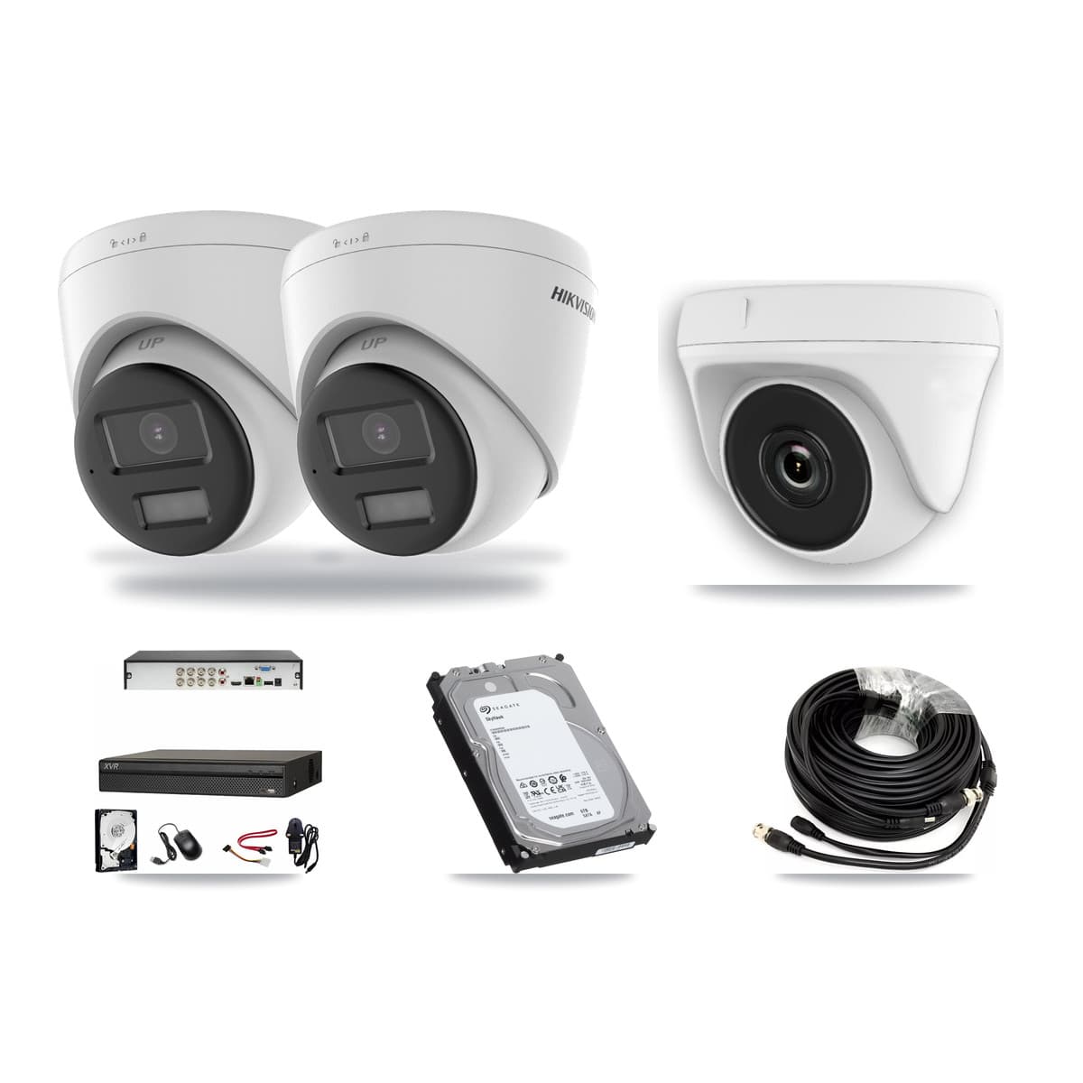 Hikvision & Dahua 8-Channel 2MP – 4K CCTV Kit — 2 4K Turret + 1 2MP Dome Cameras + 6TB Recording - Image 1