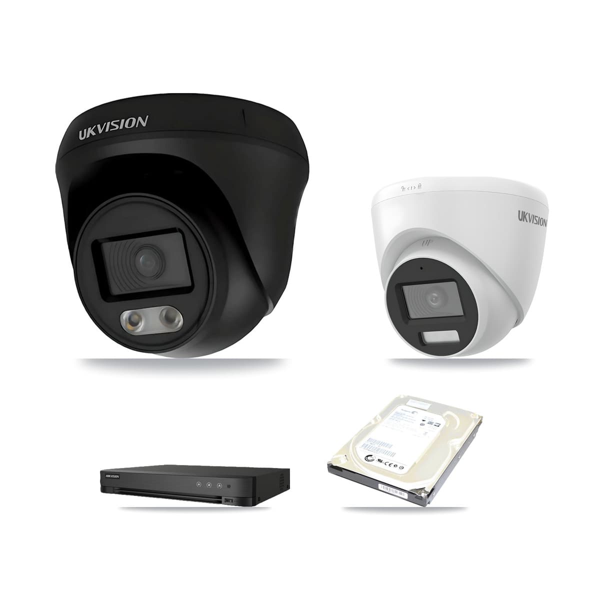 Hikvision 8-Channel 4K CCTV Kit — 2 UKVISION Cameras + 500GB Recording (IDS-7208HUHI-M1/E Recorder)