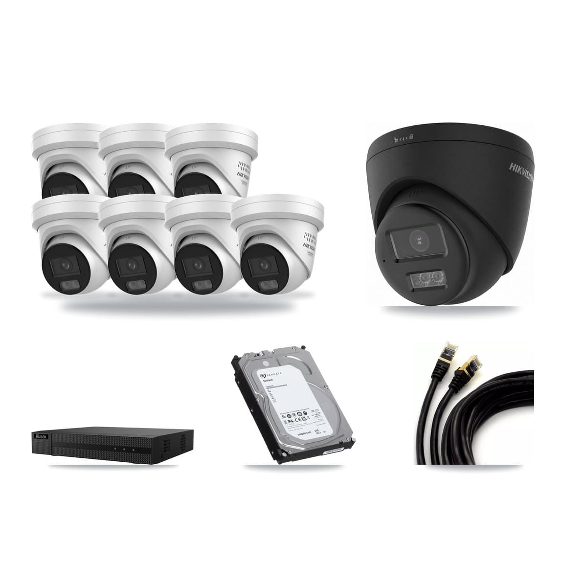 HiLook 8-Channel 4MP – 4K CCTV Kit — 1 4K + 7 4MP Turret Cameras + 6TB Recording - Image 1