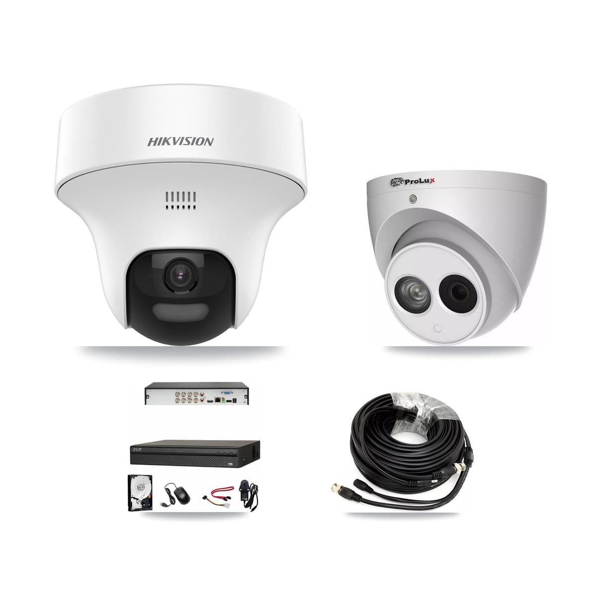 8-Channel 4MP – 5MP CCTV Kit — 5 DS-2CE70K0T 5MP + 1 PXC-612C4W-A 4MP Turret Cameras + 8TB Recording (XVR-3108AD Recorder)