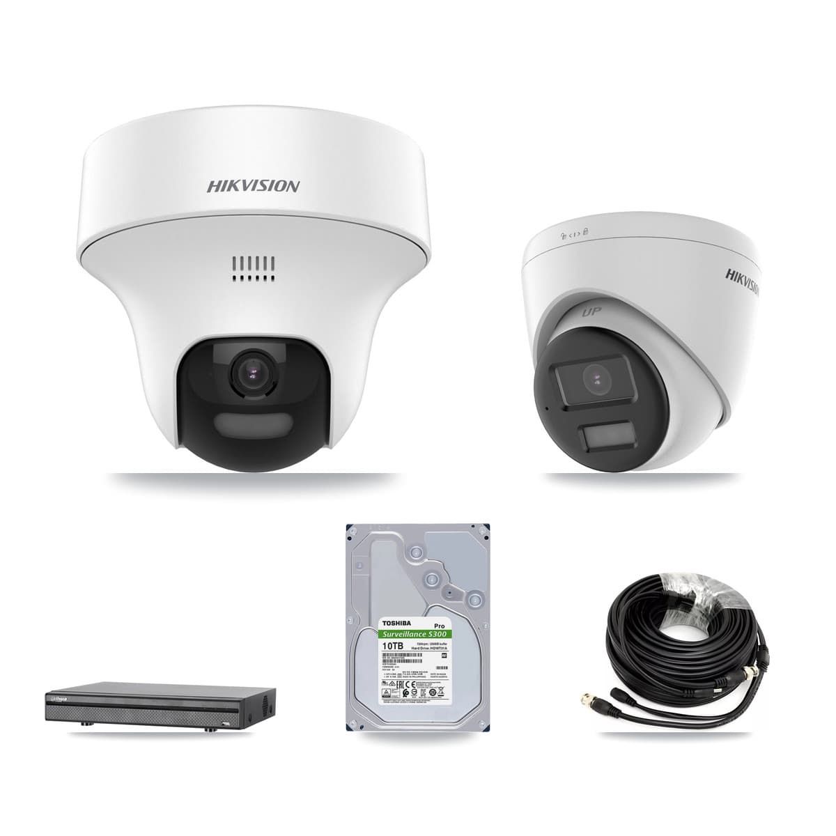 Hikvision & Dahua 8-Channel 5MP CCTV Kit — 6 DS-2CE70K0T + 1 DS-2CE78K0T Turret Cameras + 10TB Recording - Image 1