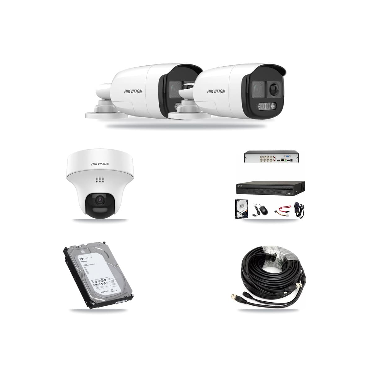 Hikvision & Dahua 8-Channel 5MP CCTV Kit — 2 DS-2CE12KF3T Bullet + 1 DS-2CE70K0T Turret Cameras + 6TB Recording - Image 1