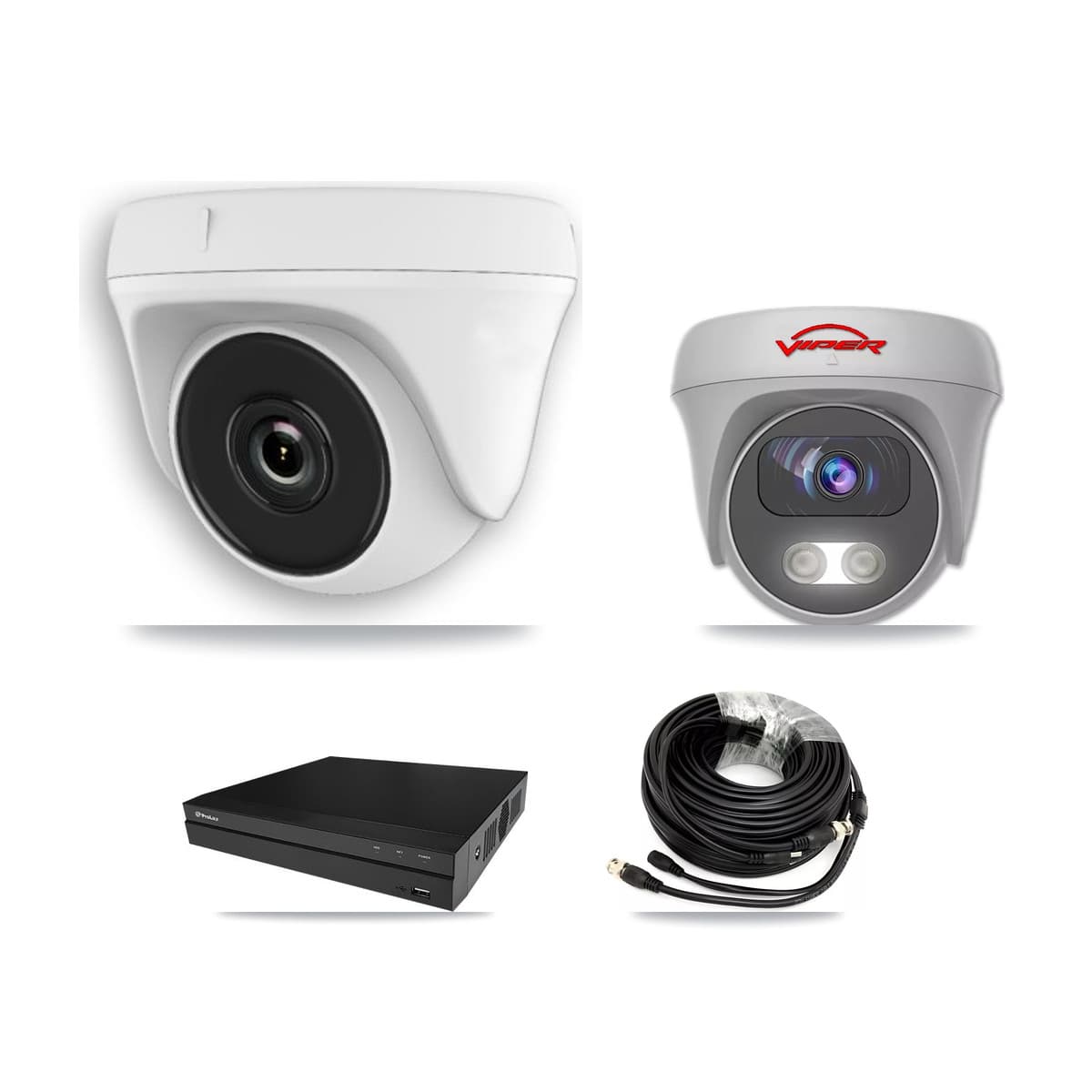 Viper & Prolux 8-Channel 2MP – 5MP CCTV Kit — 3 White 2MP Dome + 1 White 5MP Cameras + 3TB Recording (PXD-5208AN Recorder)