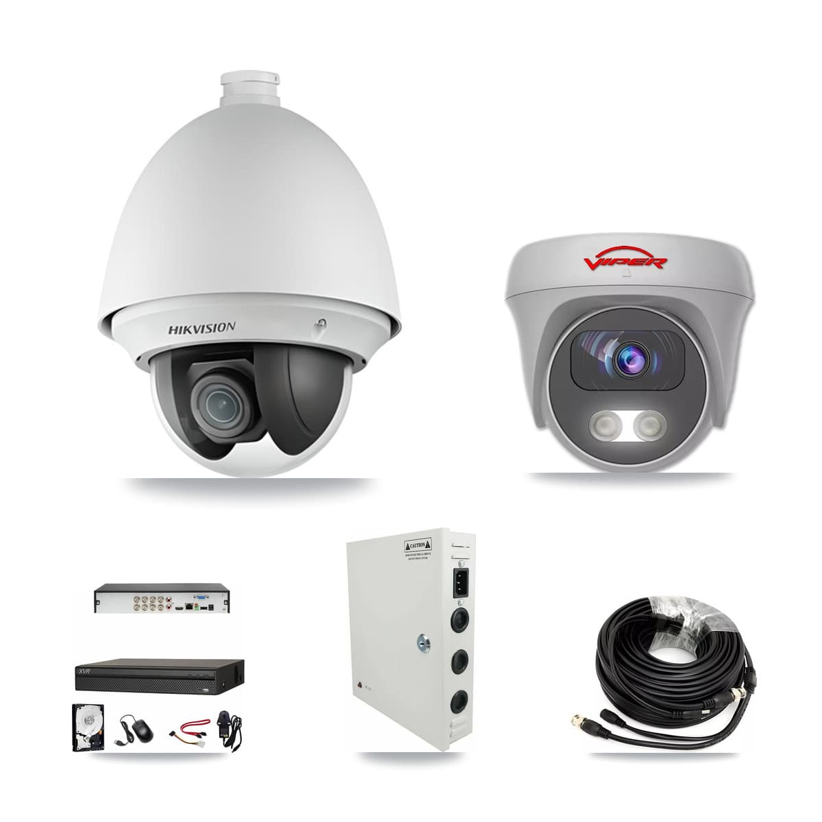 8-Channel 2MP – 5MP CCTV Kit — 3 2MP PTZ + 1 White 5MP Cameras + 3TB Recording (XVR-3108AD Recorder) - Image 1