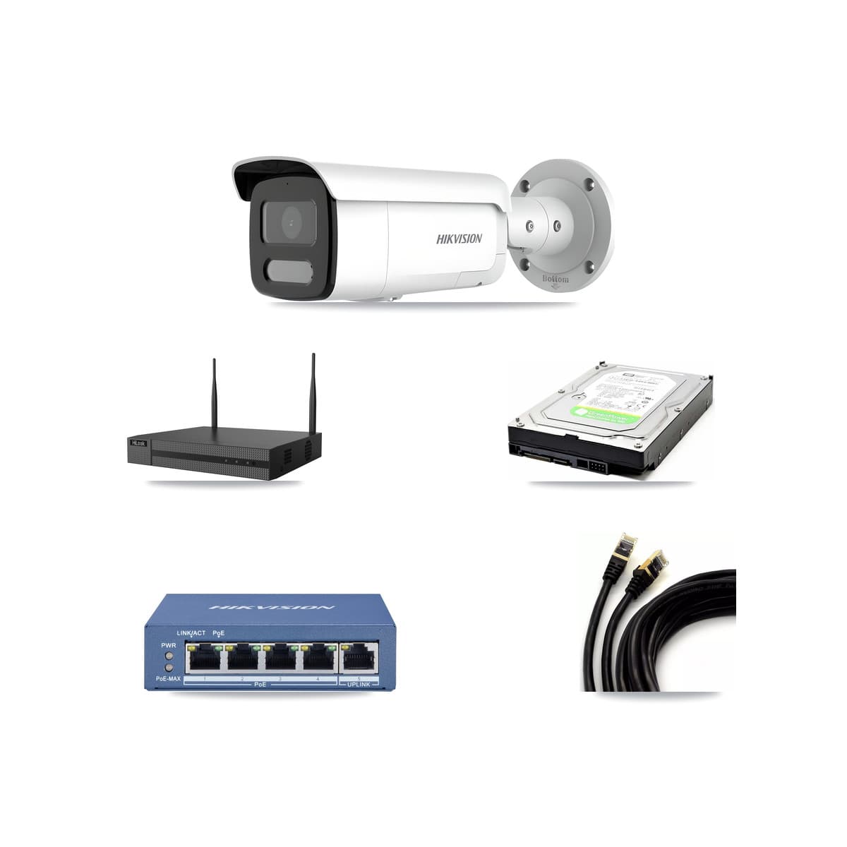 Hikvision & HiLook 4-Channel 4MP CCTV Kit — 1 Bullet Camera + 1TB Recording
