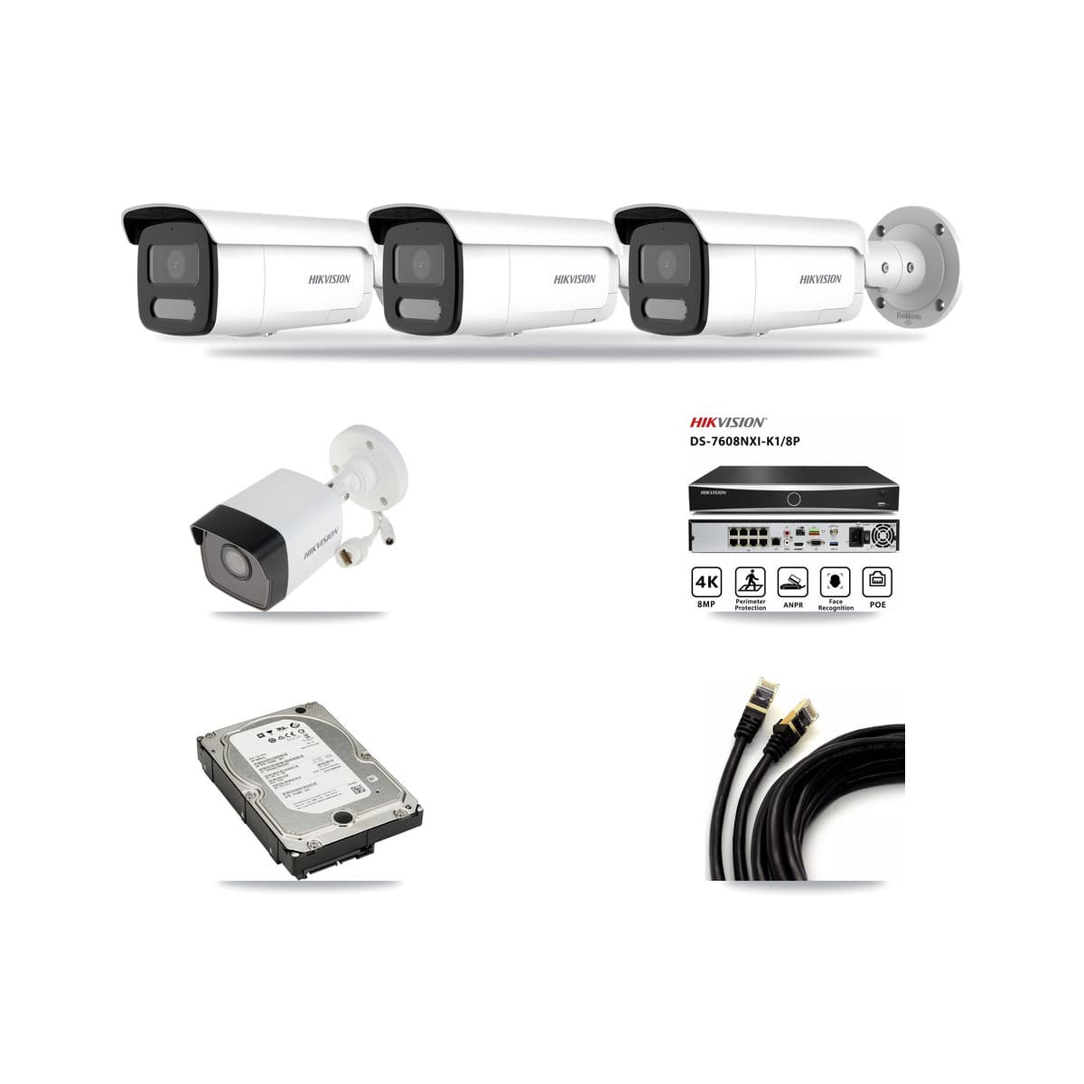 Hikvision 8-Channel 4MP – 5MP CCTV Kit — 1 5MP + 3 4MP Bullet Cameras + 5TB Recording - Image 1