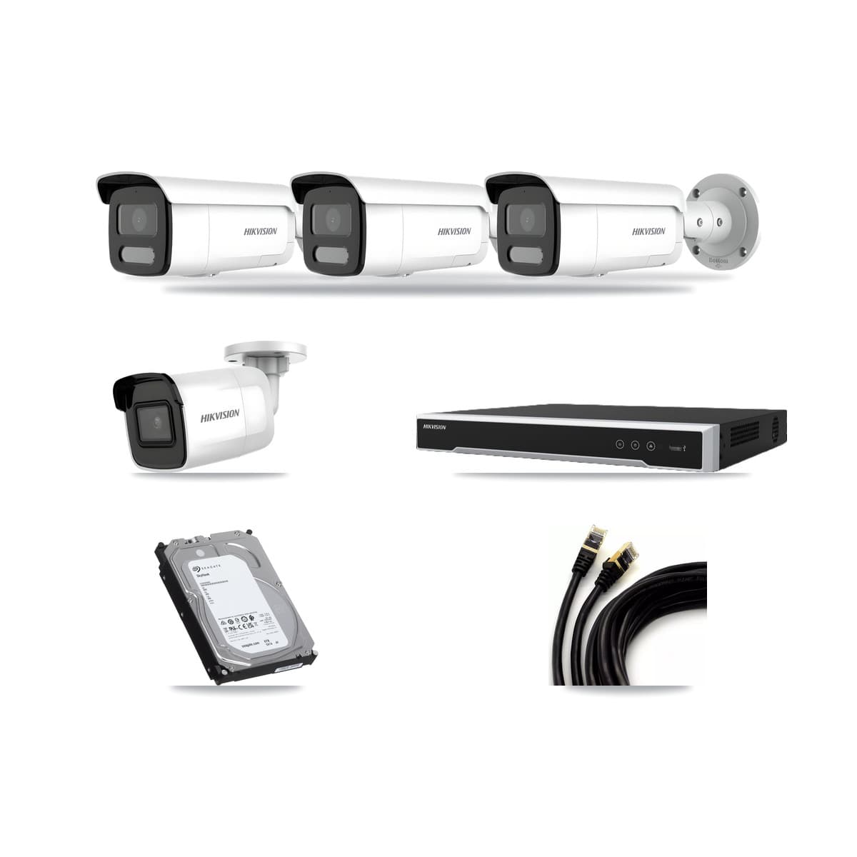 Hikvision 16-Channel 4MP – 4K CCTV Kit — 1 4K + 3 4MP Bullet Cameras + 6TB Recording (DS-7616NI-M2 Recorder) - Image 1