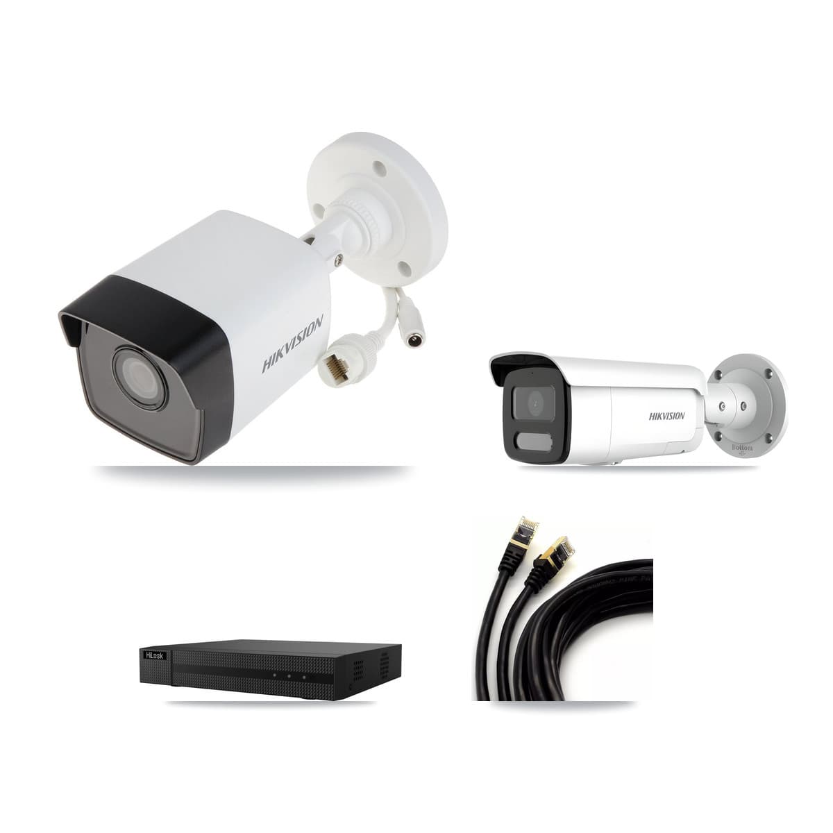 Hikvision & HiLook 8-Channel 4MP – 5MP CCTV Kit — 1 5MP + 1 4MP Bullet Cameras + 3TB Recording (NVR-108MH-D Recorder)