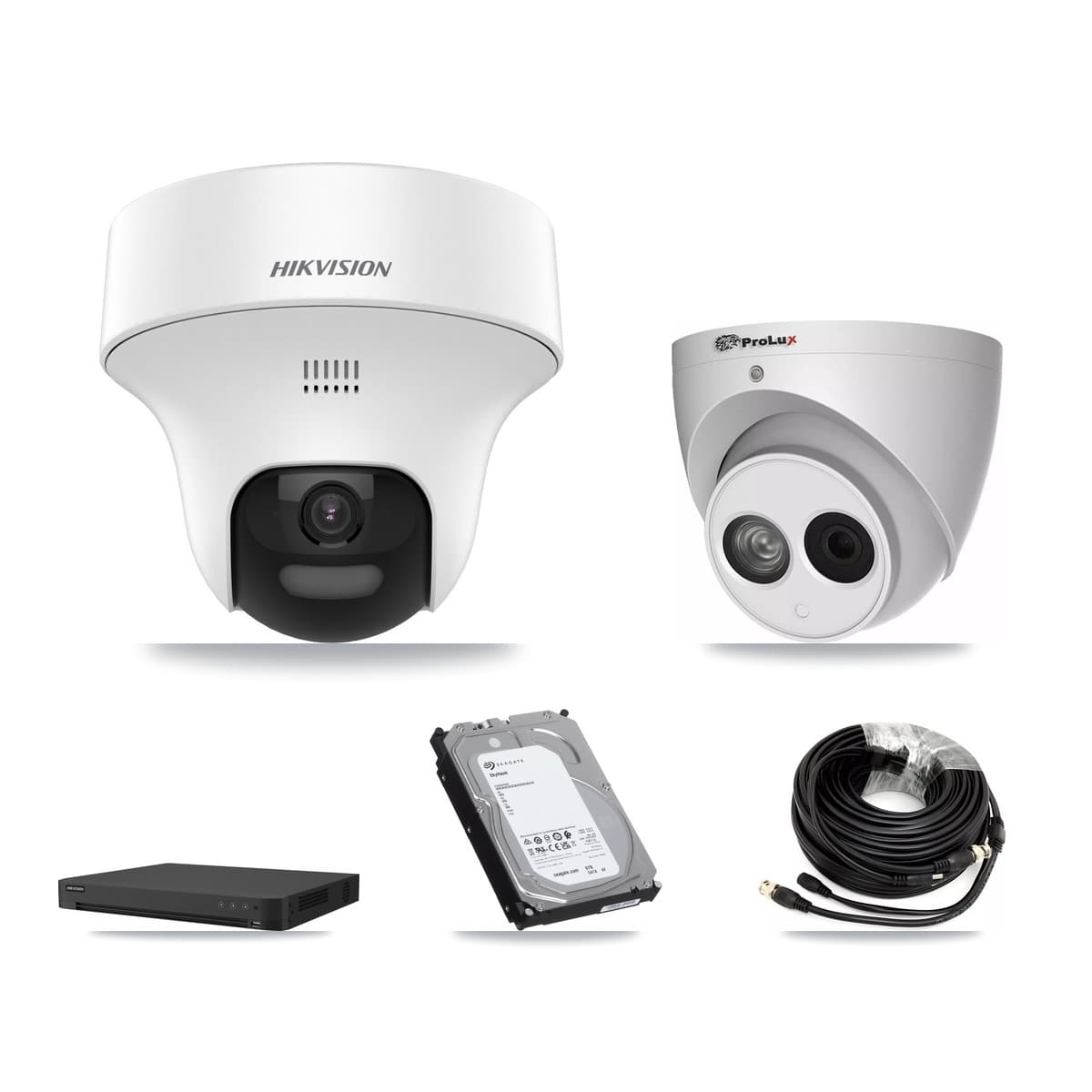 Hikvision & Prolux 16-Channel 4MP – 5MP CCTV Kit — 3 DS-2CE70K0T 5MP + 1 PXC-612C4W-A 4MP Turret Cameras + 6TB Recording